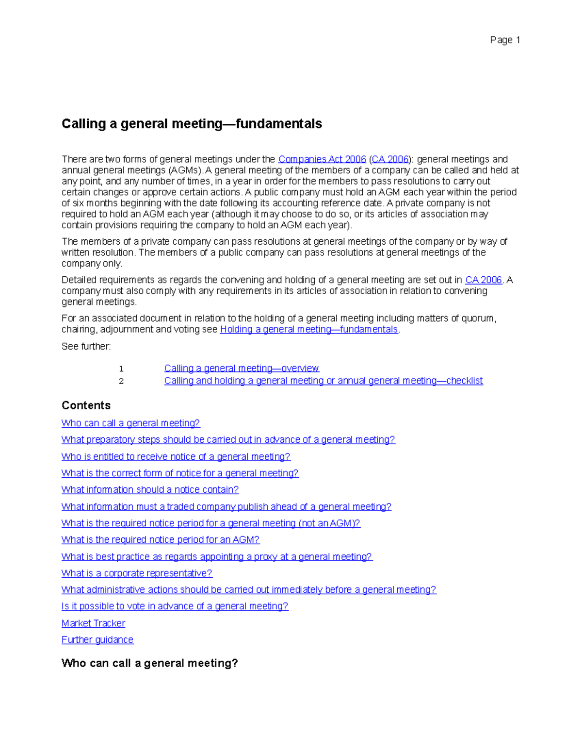 'Calling a general meeting-fundamentals' - Calling a general meeting ...