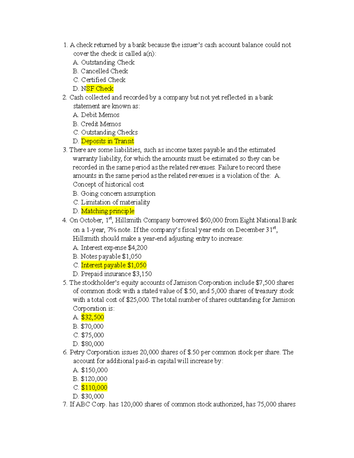 Final - Exam Notes - A check returned by a bank because the issuer’s ...