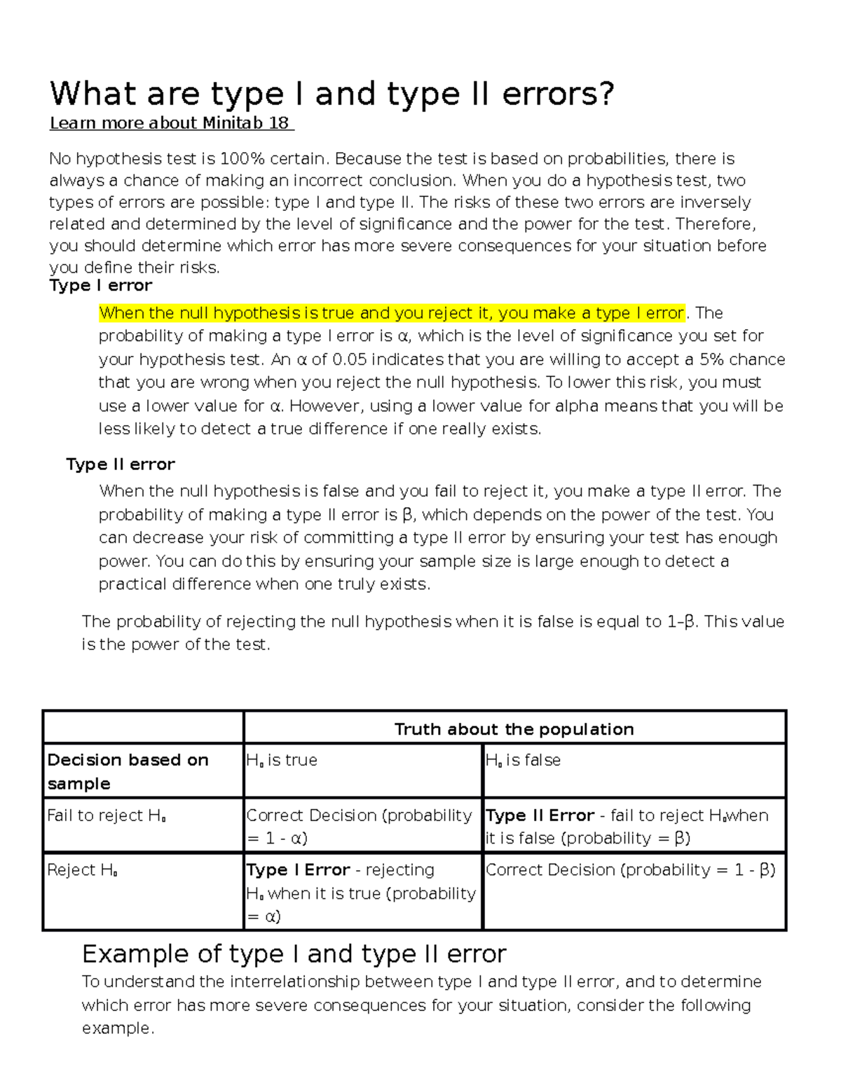 Module-II What are type I and type II errors - What are type I and type ...