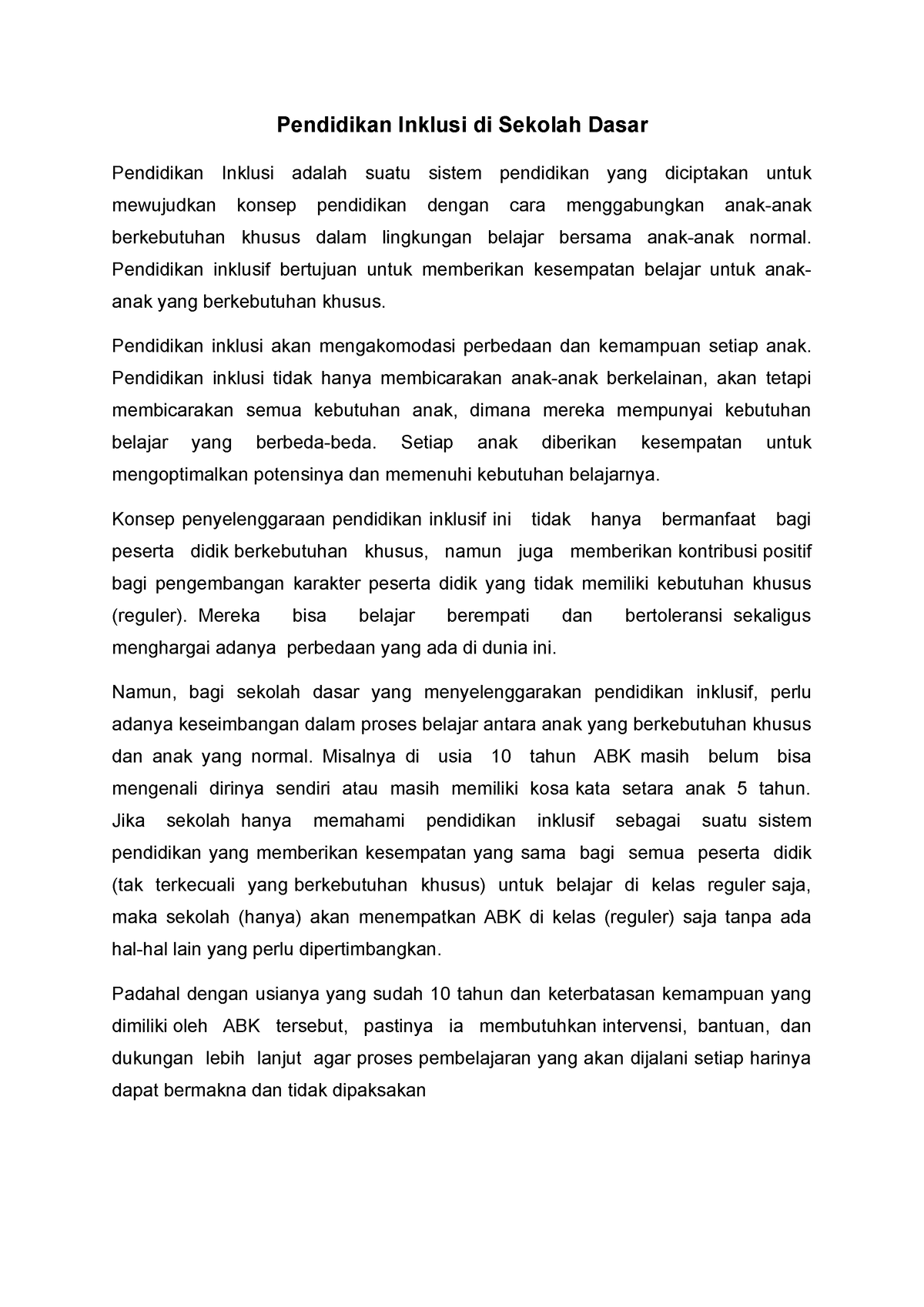 contoh soal essay pendidikan inklusif