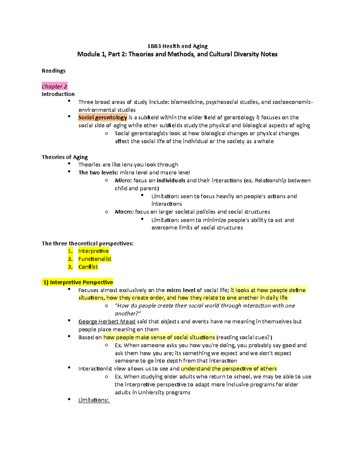 1BB3 Health and Aging Module 1 Part 2 - Relaionship between child and ...