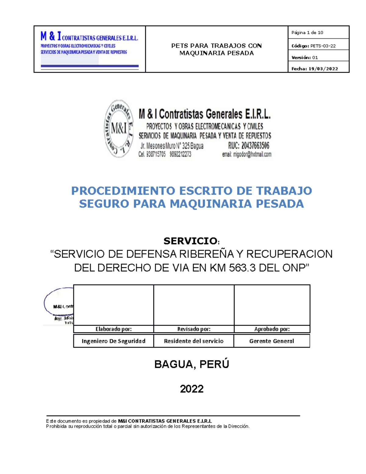 03 PETS - Trabajos CON Maquinaria Pesada - PETS PARA TRABAJOS CON