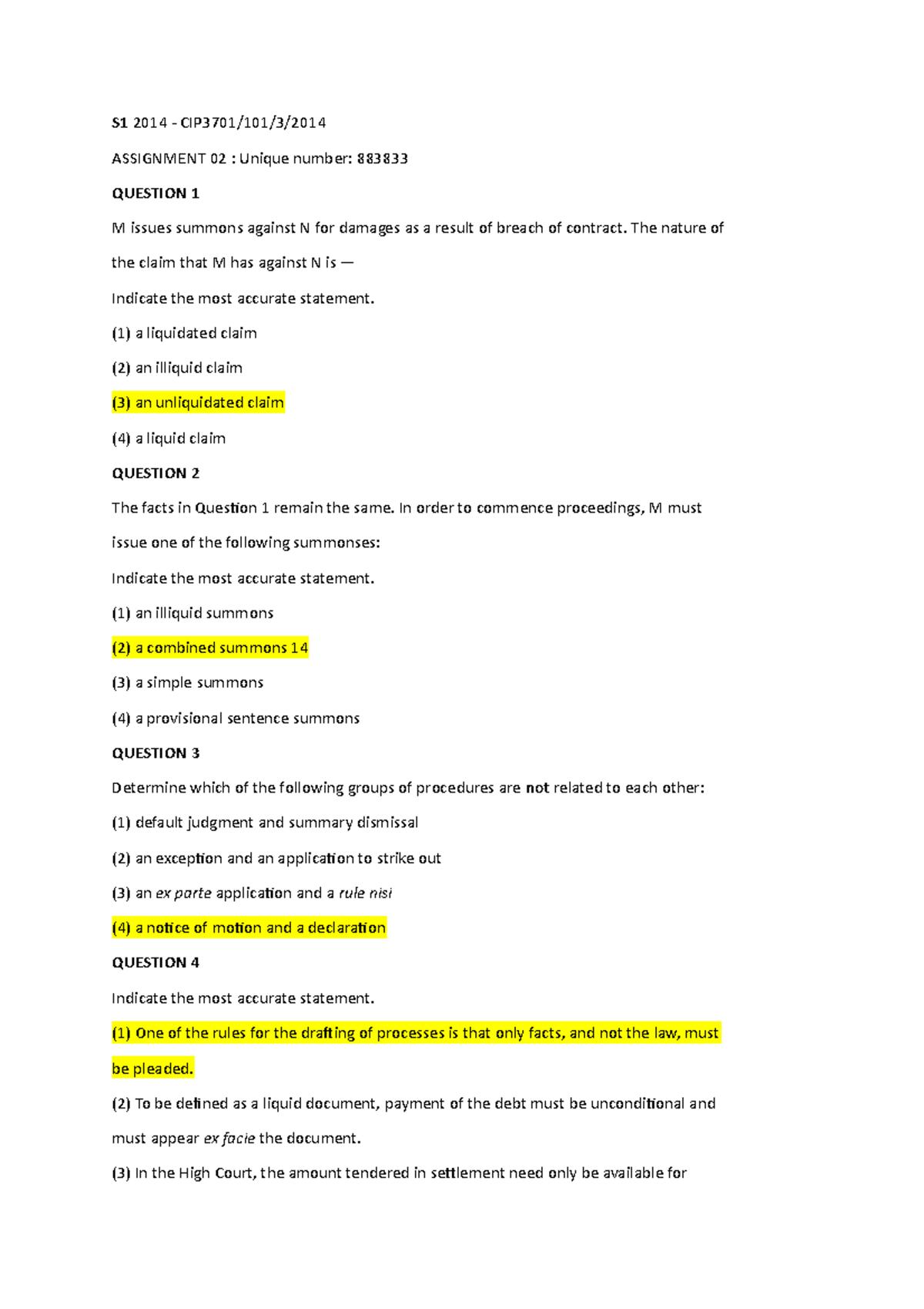 Multi choice - Various questions and answers, summaries and past exams ...