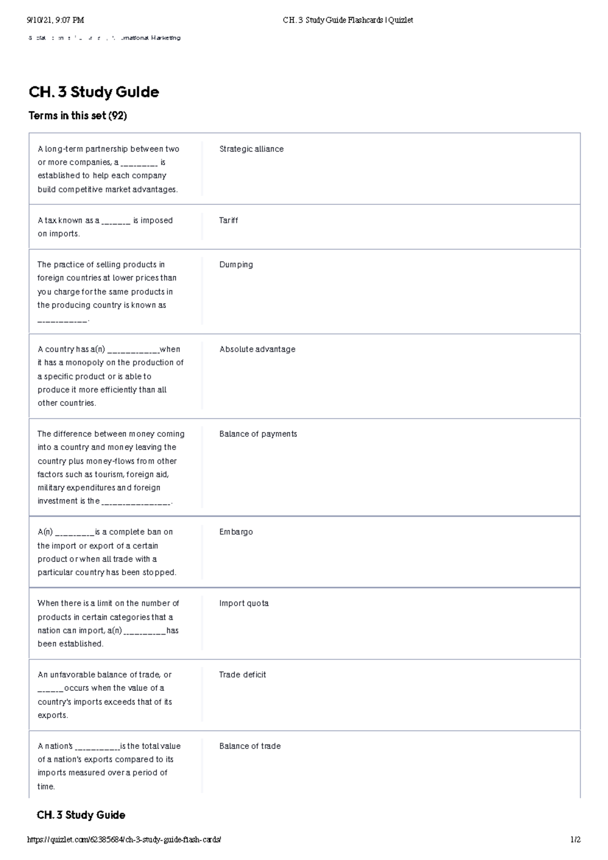 CH. 3 Study Guide Flashcards Quizlet - 9/10/21, 9:07 PM CH. 3 Study ...