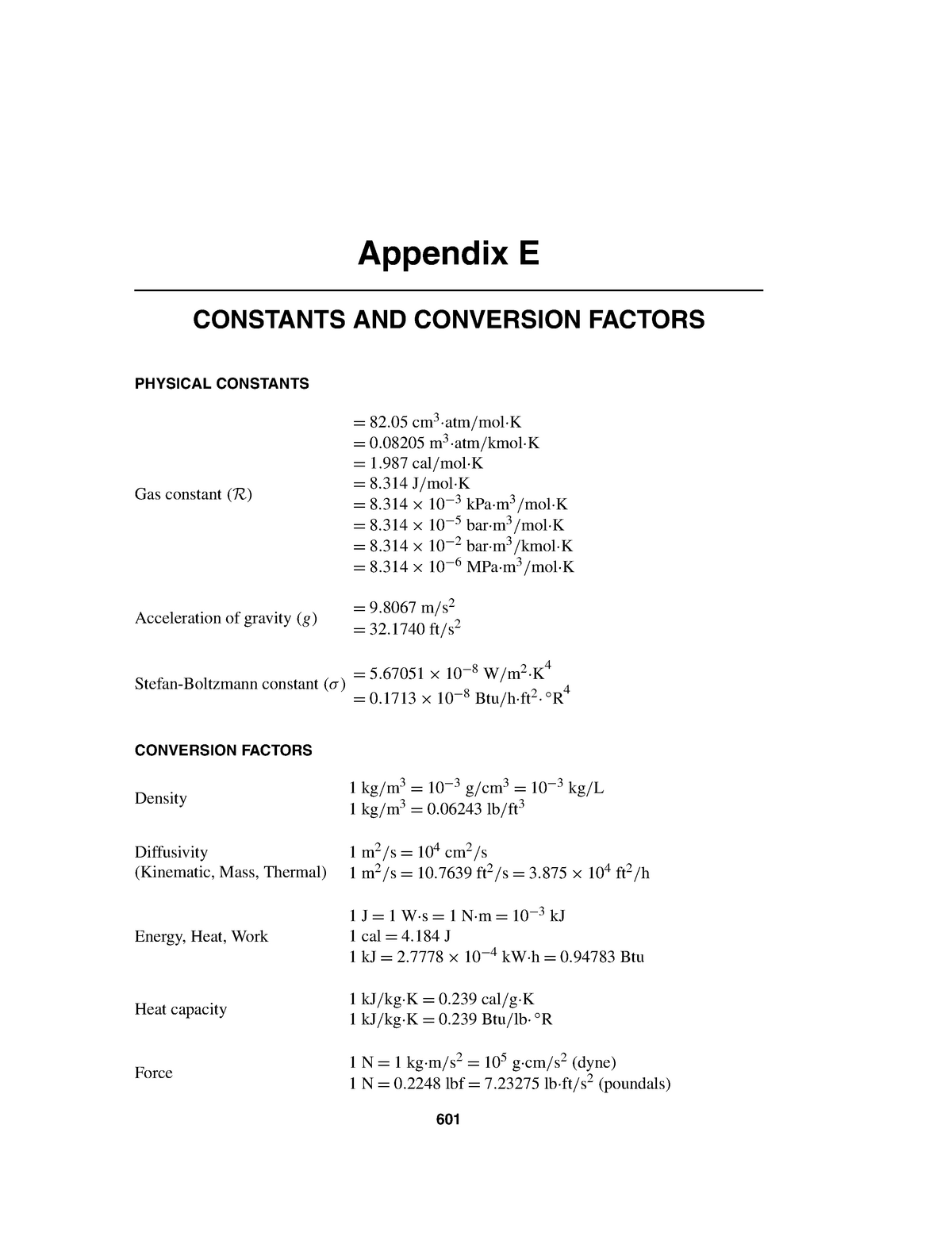 Appendix E Constants And Conversion Fact 07 Modeling In Transport Phenom Studocu