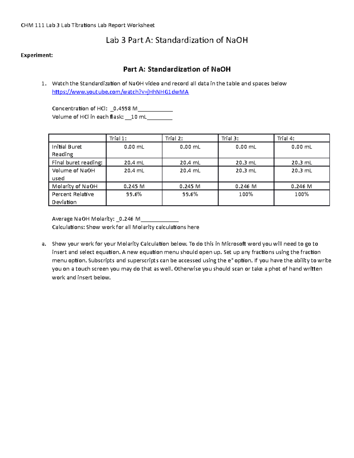 CHM 111 Experiment 3 revised - CHM 111 Lab 3 Lab Titrations Lab Report ...