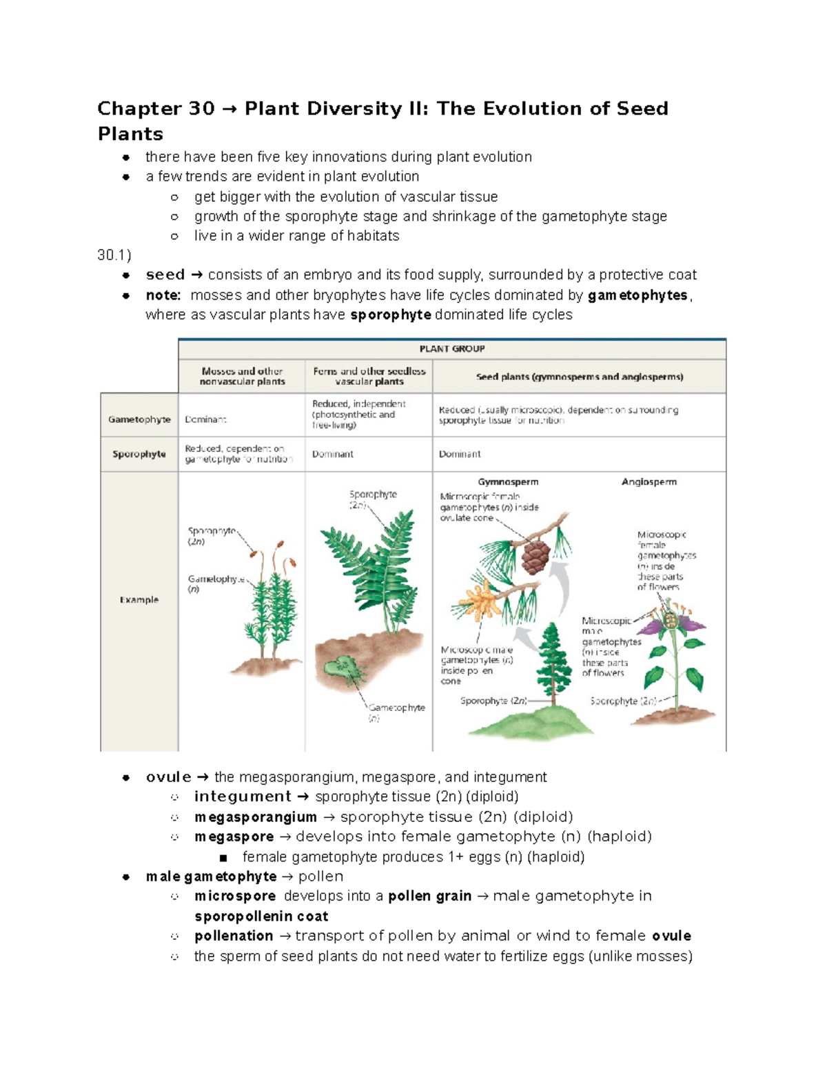 2019-biology 2(bsc116)-chapter Notes 30 - Chapter 30 → Plant Diversity 