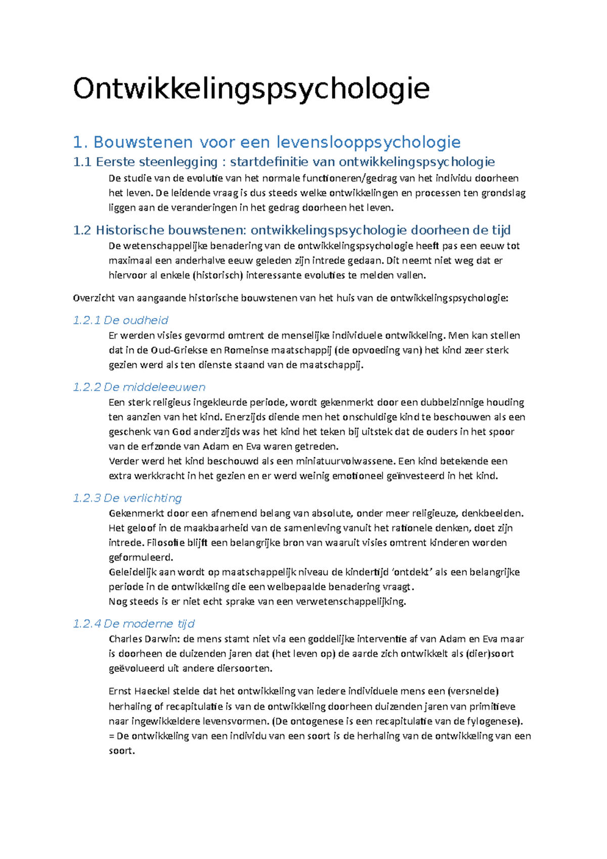 Ontwikkelingspsychologie Samenvattingen - Ontwikkelingspsychologie 1 ...