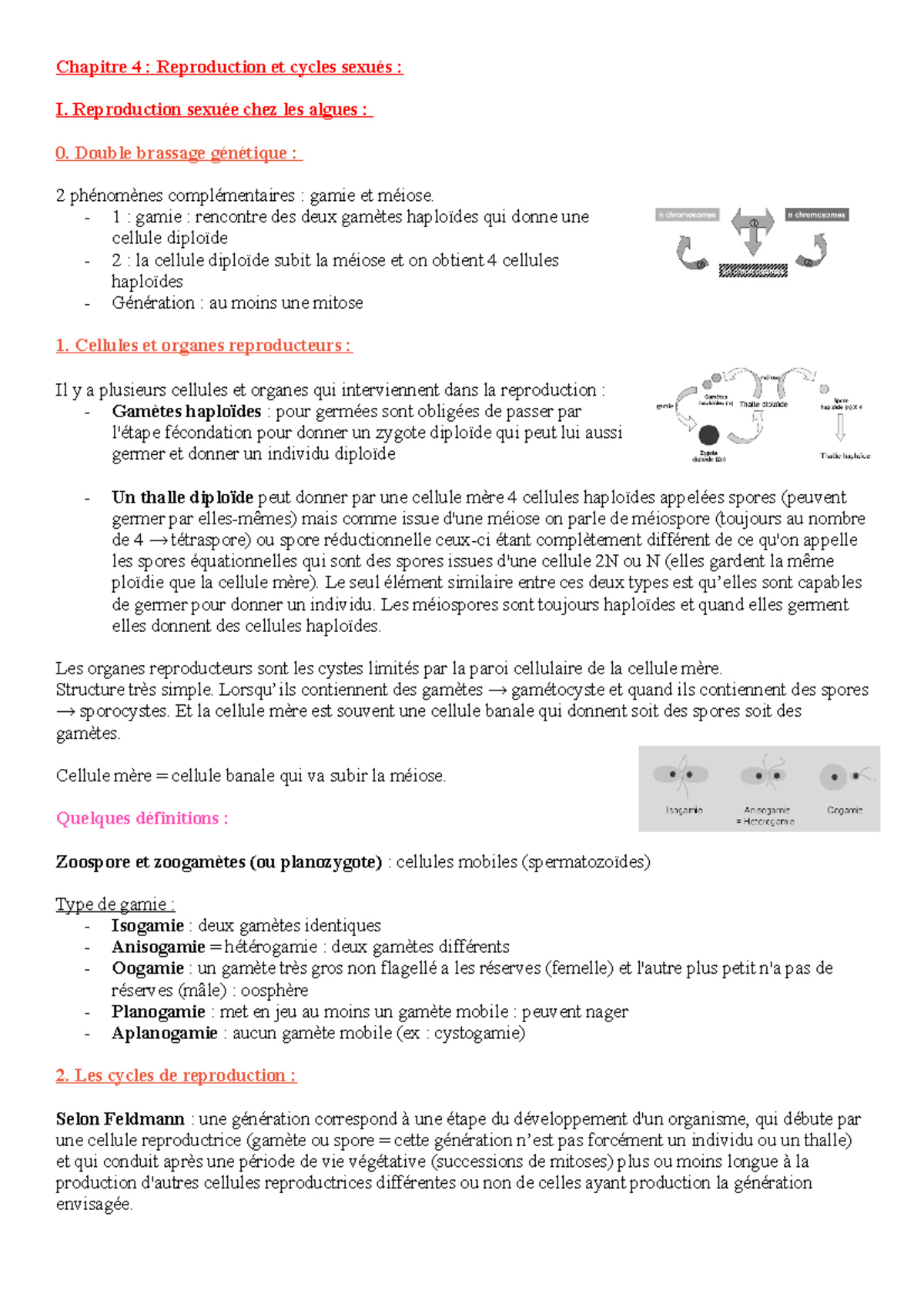 Chapitre Reproduction Et Cycles Sexu S Reproduction Sexu E Chez Les Algues Double