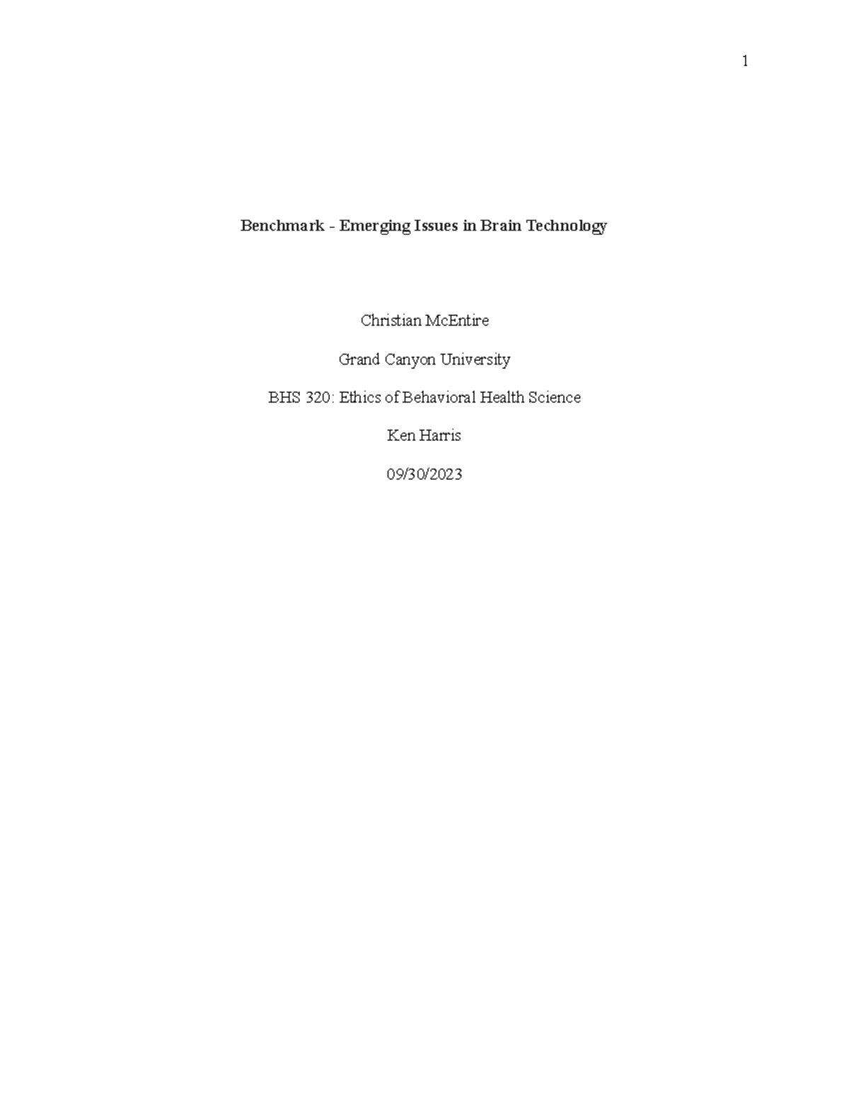 Benchmark - Emerging Issues in Brain Technology - In the realm of ...