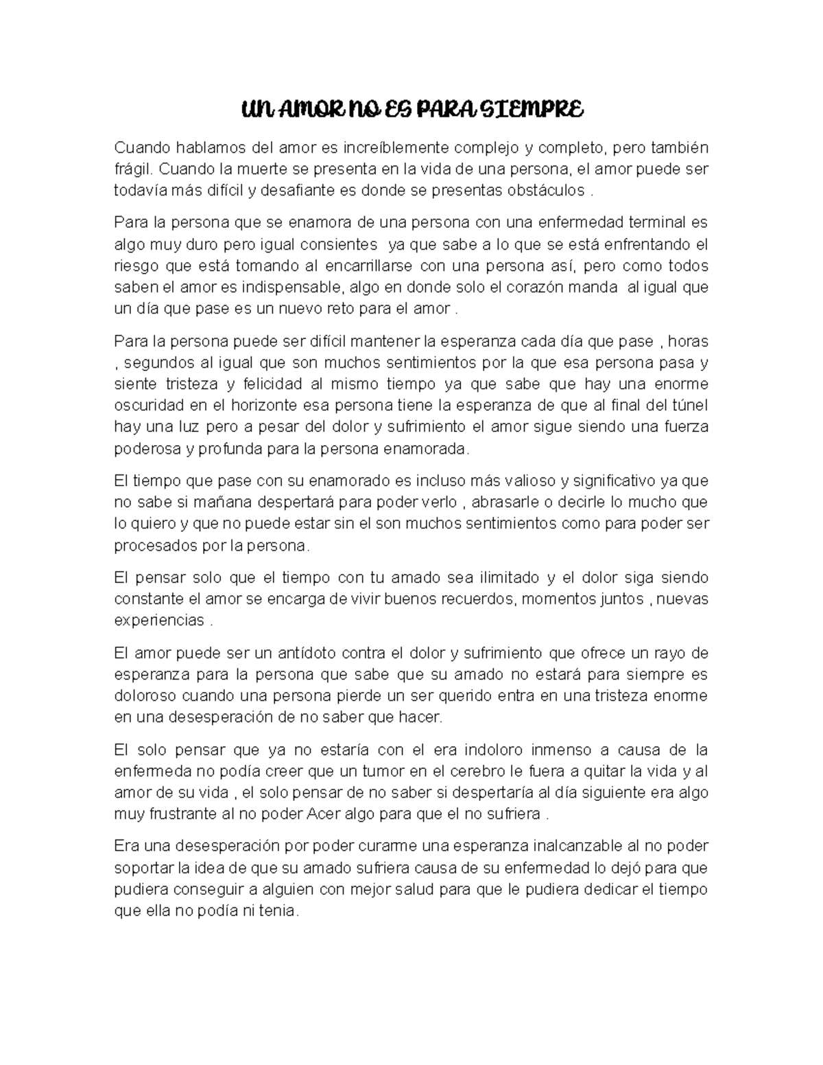 Documento (1) (3) - Para resolver y ayudar - UN AMOR NO ES PARA SIEMPRE ...