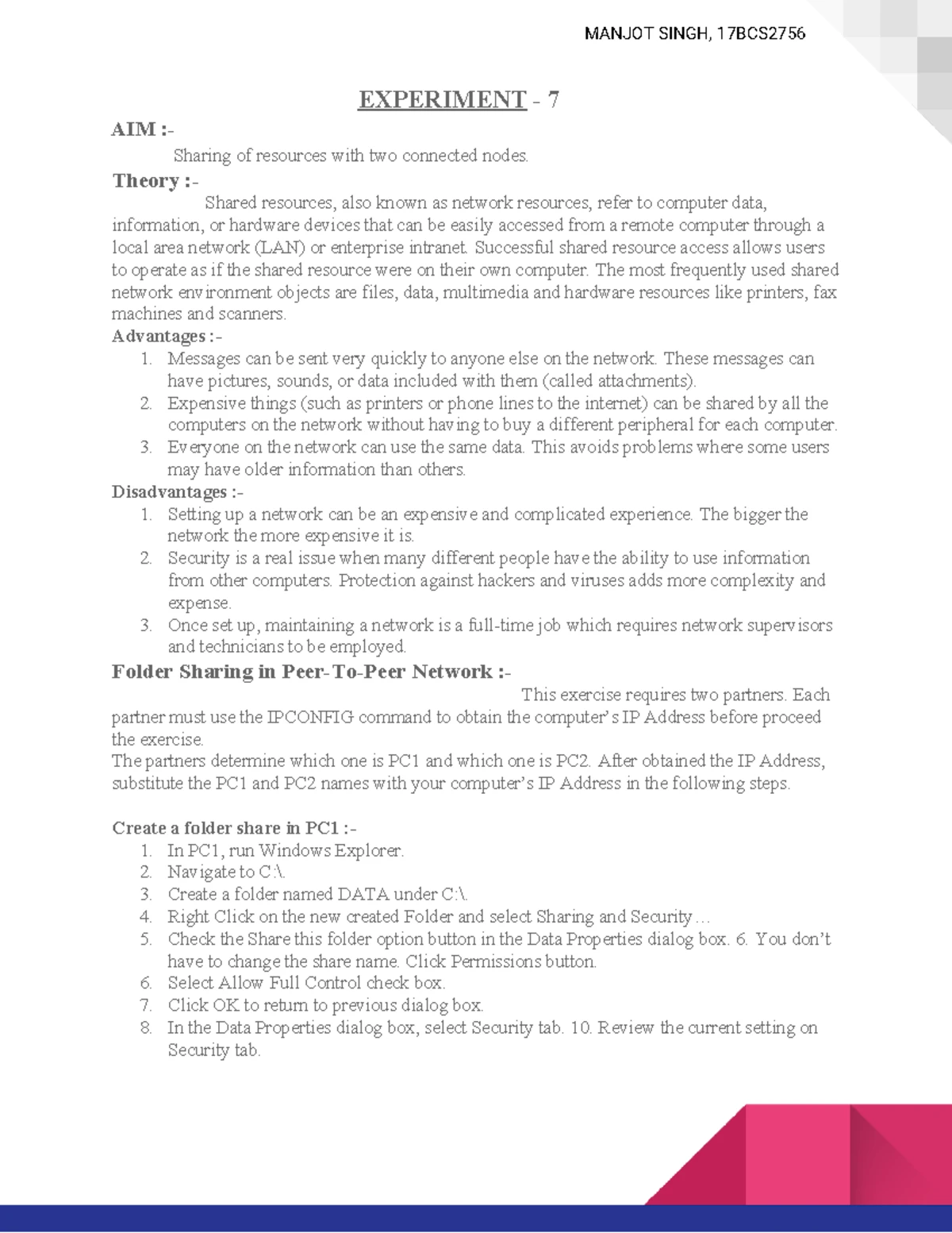 Exp-1 (1) - practical - Experiment-1. NAME : LAKSHAY BADONI UID : 20BCS ...