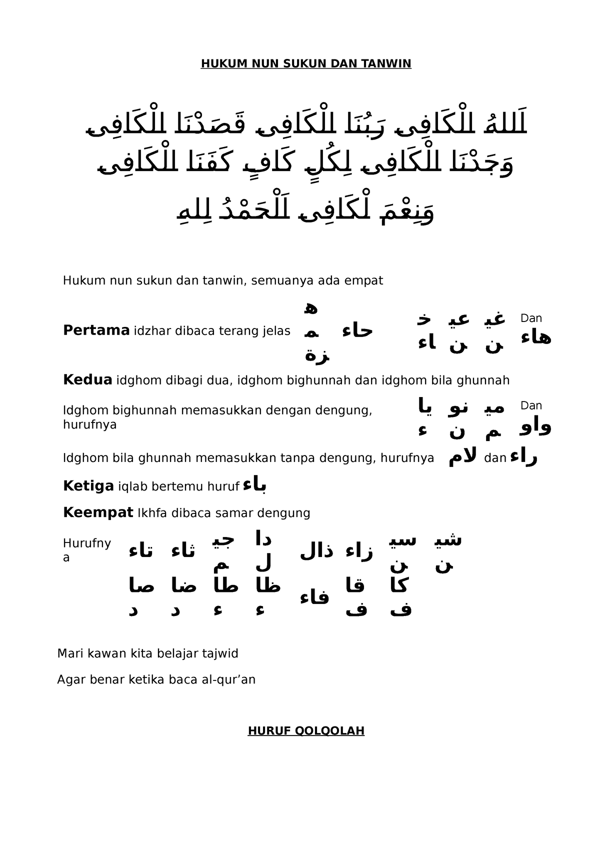 Hukum NUN Sukun DAN Tanwin - HUKUM NUN SUKUN DAN TANWIN ىىى ِ ىىفىا ...