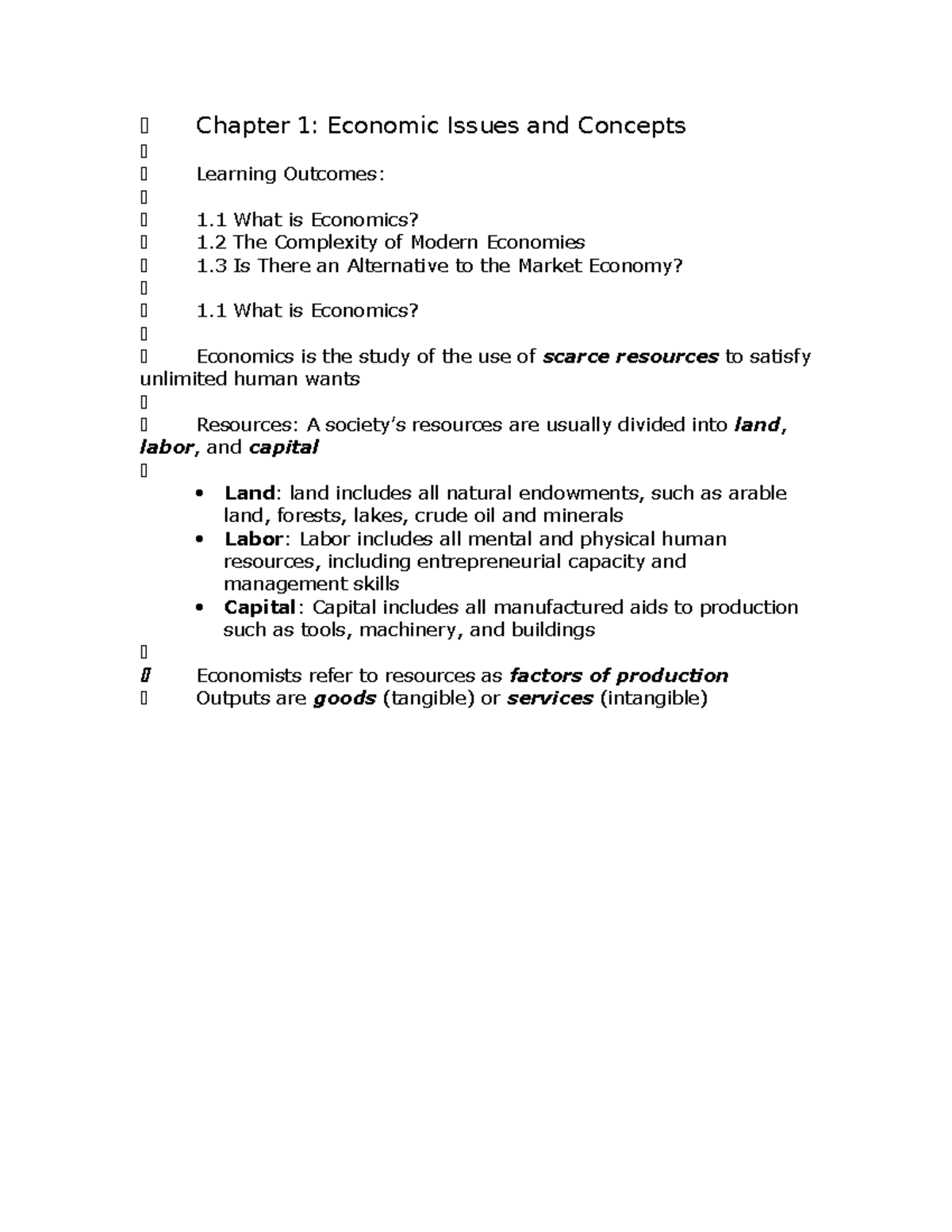 Microeocnomics Chapter 1 - Chapter 1: Economic Issues and Concepts ...