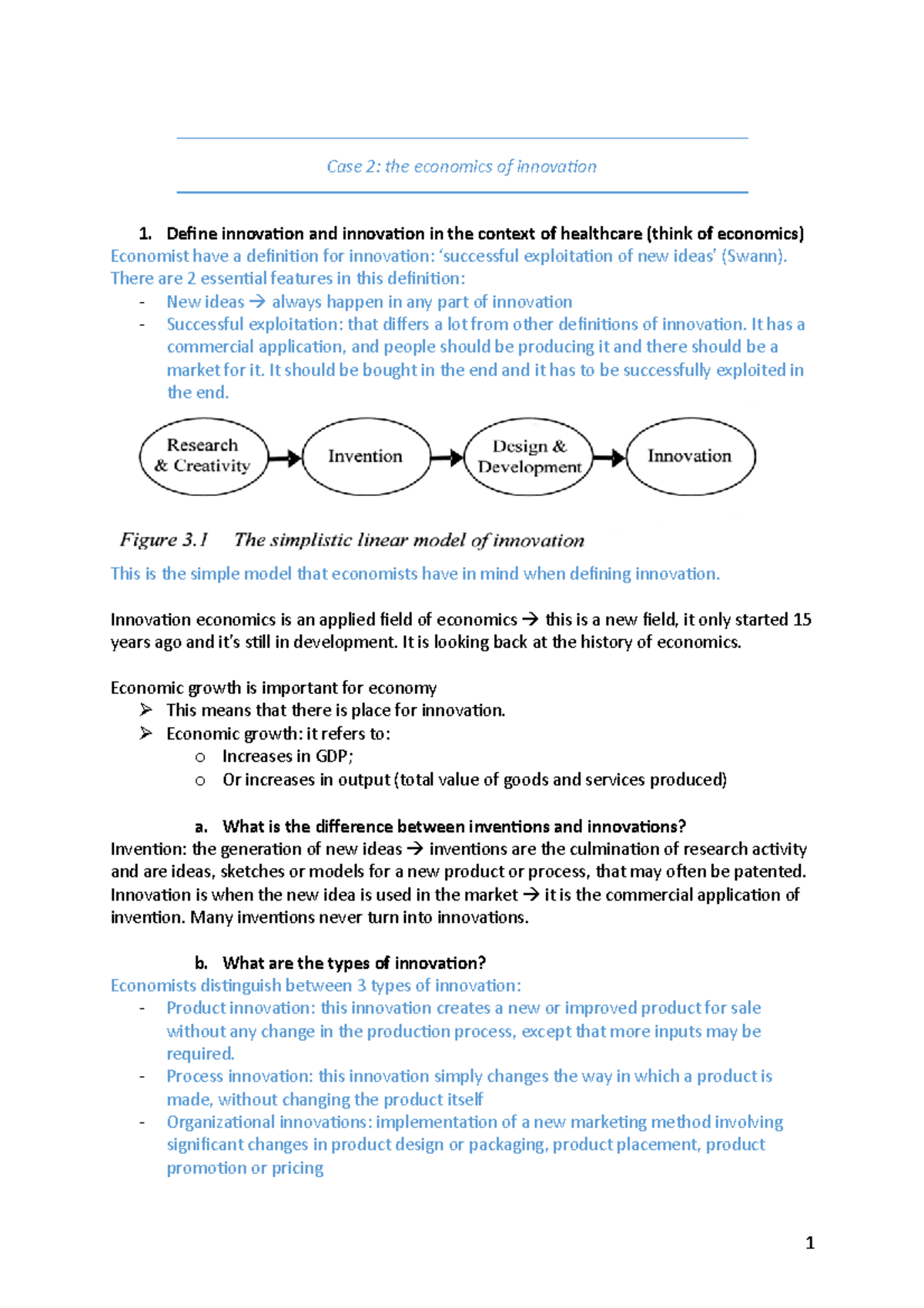 CASE 2 The Economics Of Innovation (HPIM4002) Case 2 the economics