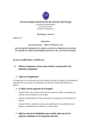 Morfologia Sintaxis Unidad I - Morfologia & Sintaxis Unidad 1 Tarea 1 ...