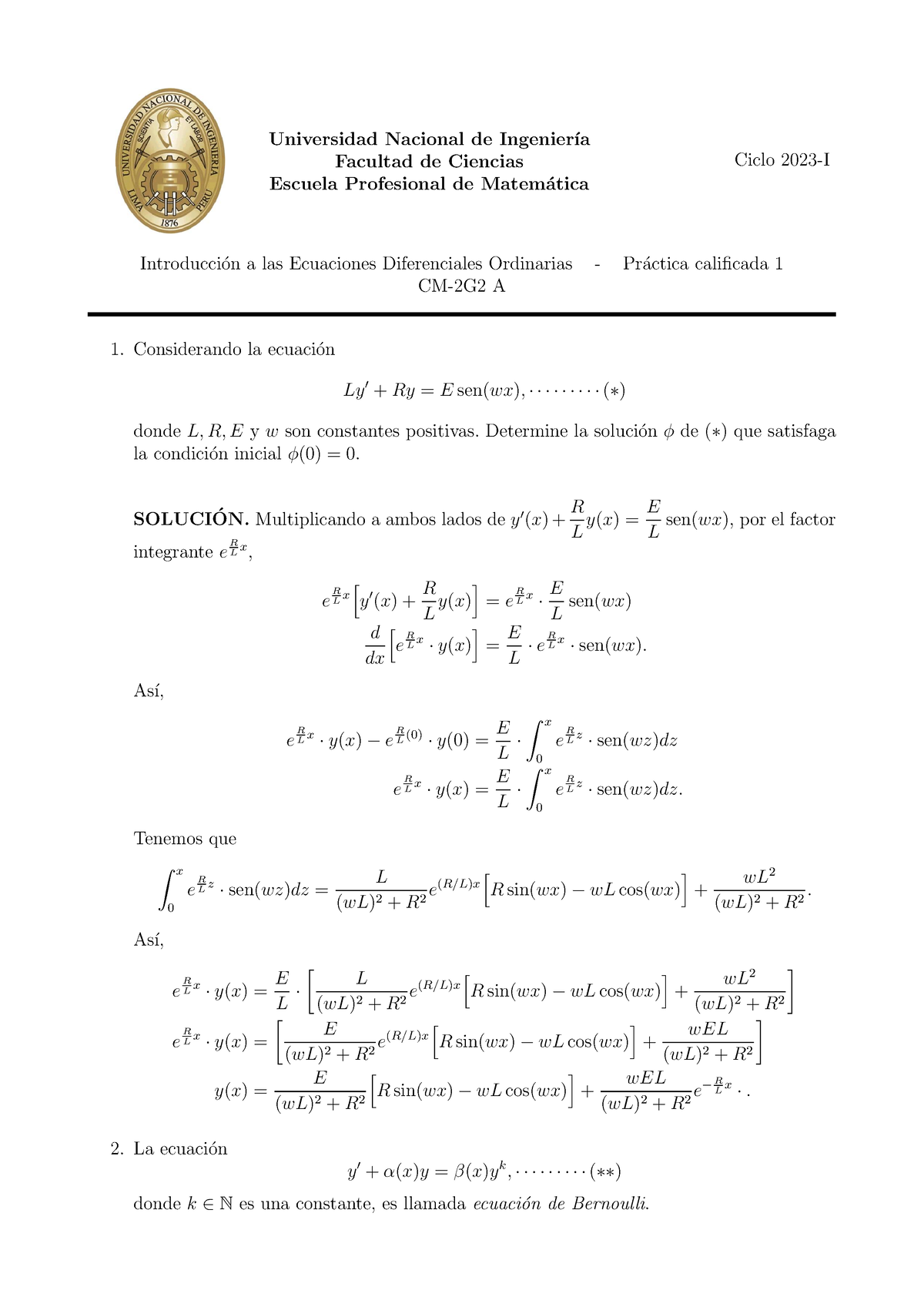 PC1 (IEDO) (2023-I) - (Solucionario) - Universidad Nacional De Ingenier ...