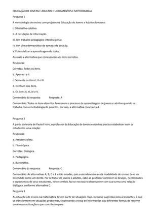 Questionário II - Estudos Disciplinares XI - Curso ESTUDOS ...