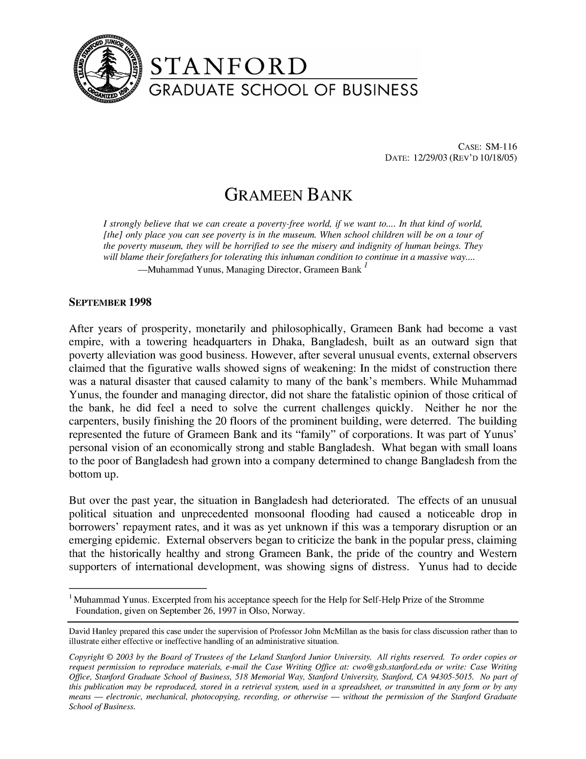 grameen bank case study answers