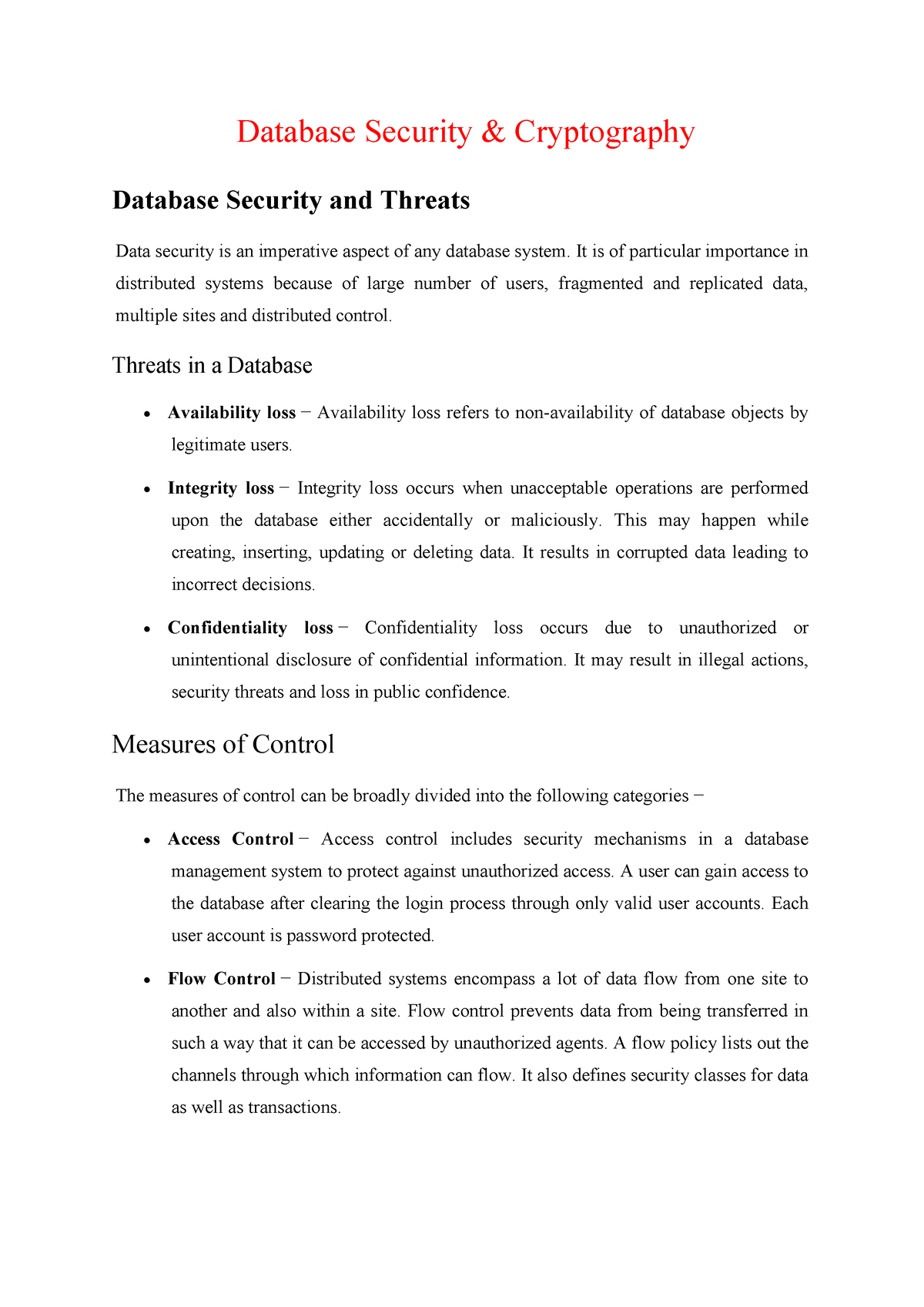 Security and cryptography - Database Security & Cryptography Database ...