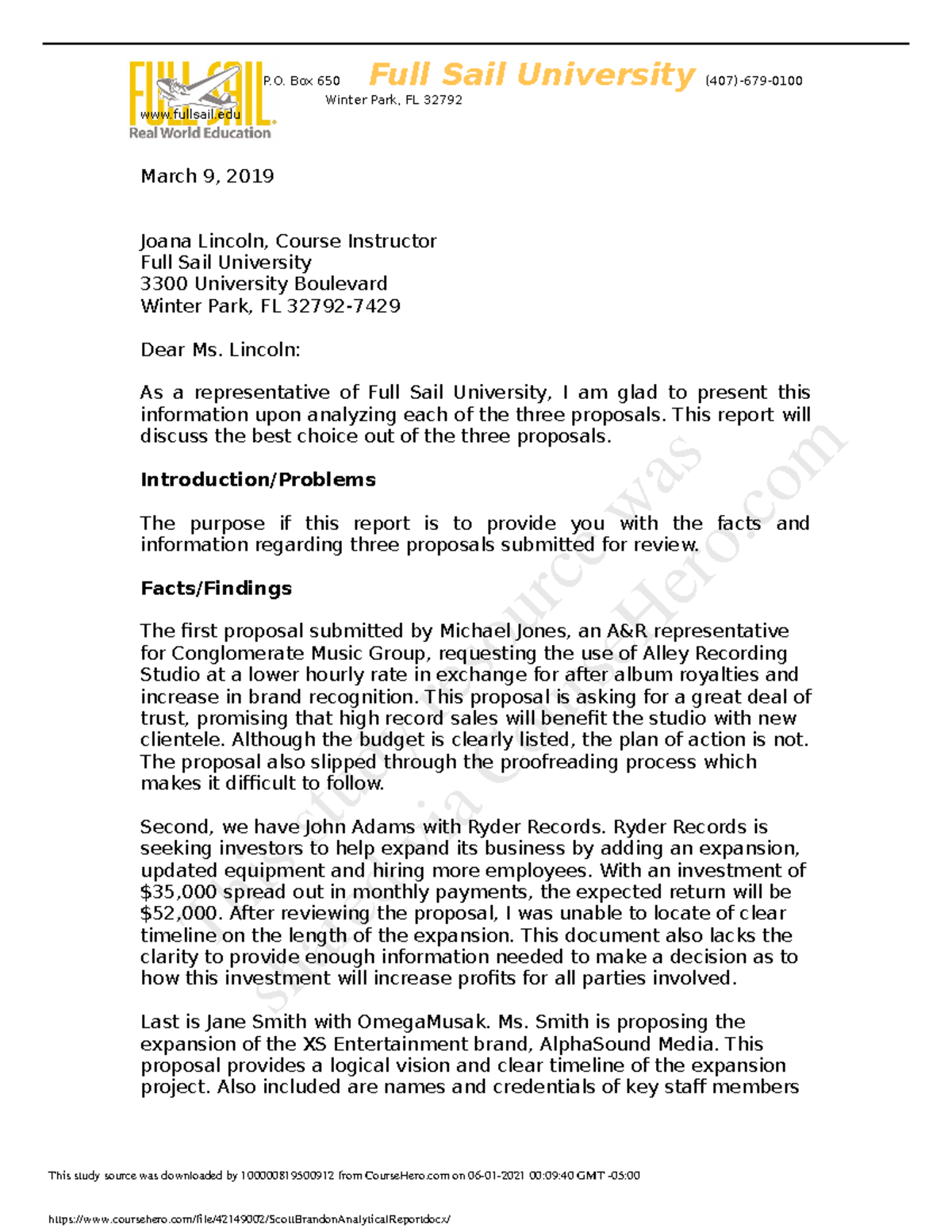 Scott Brandon Analytical Report - ENC326 - Studocu