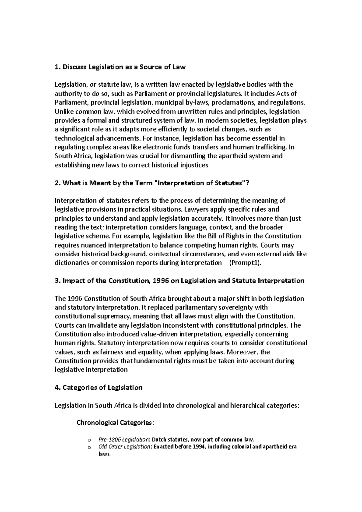 Lein notes 1 - Summary Statutory interpretation - 1. Discuss ...