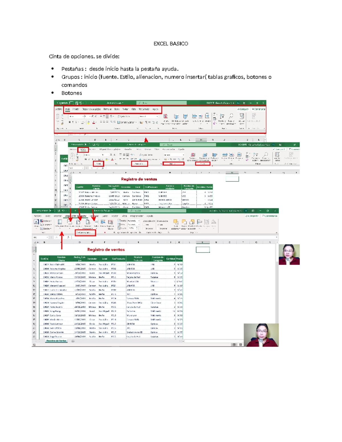 Excel Basico - EXCEL BASICO Cinta de opciones. se divide: Pestañas ...