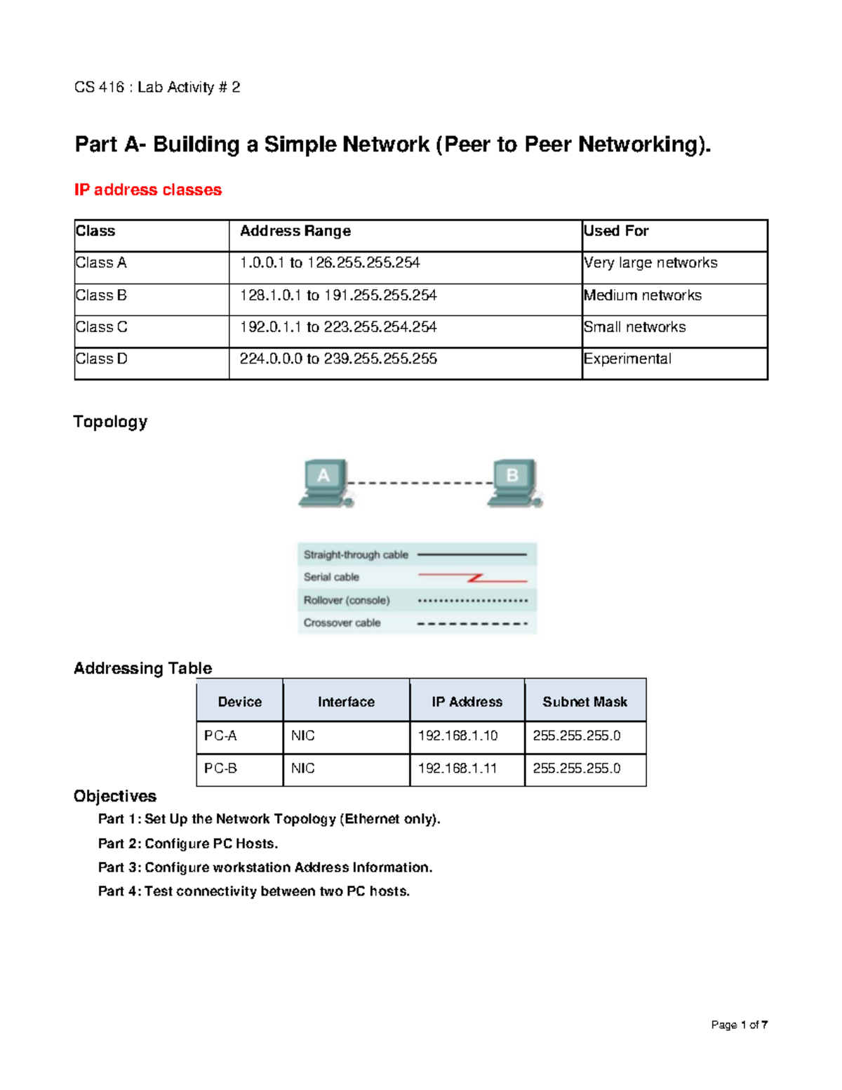 Week 3 Lab Activity Building A Simple Network - CS 416 : Lab Activity ...