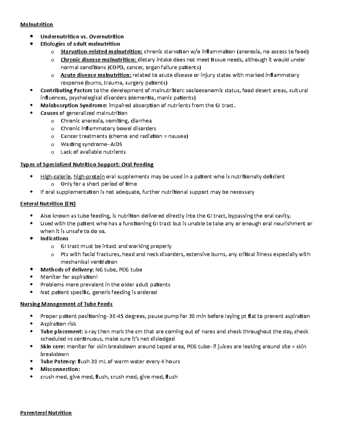 Nutrition Notes - Malnutrition Undernutrition Vs. Overnutrition 