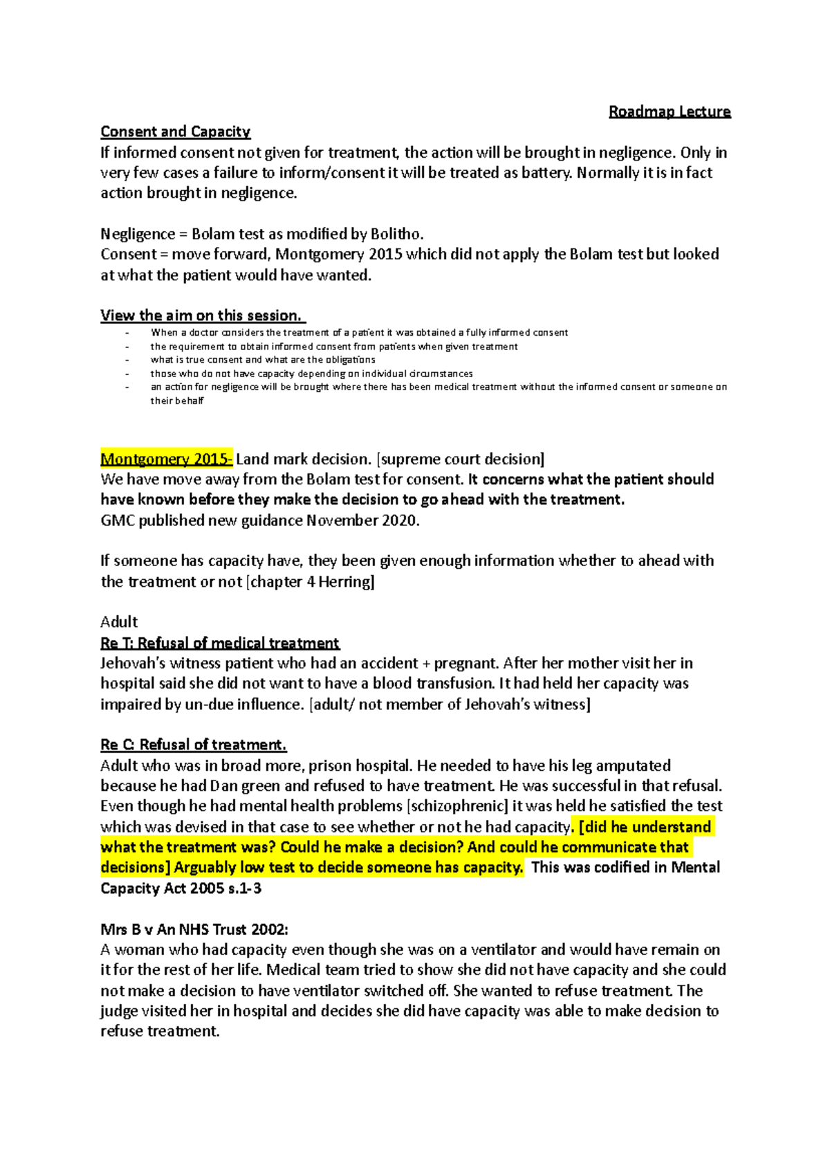 Lecture Capacity And Consent Studocu