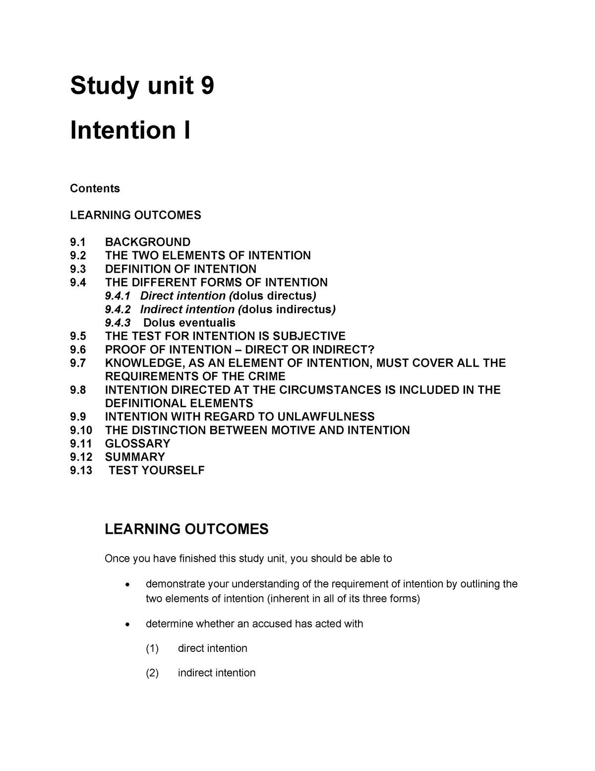 CRW1501 Study Guide Study UNIT 9 - Study Unit 9 Intention I Contents ...