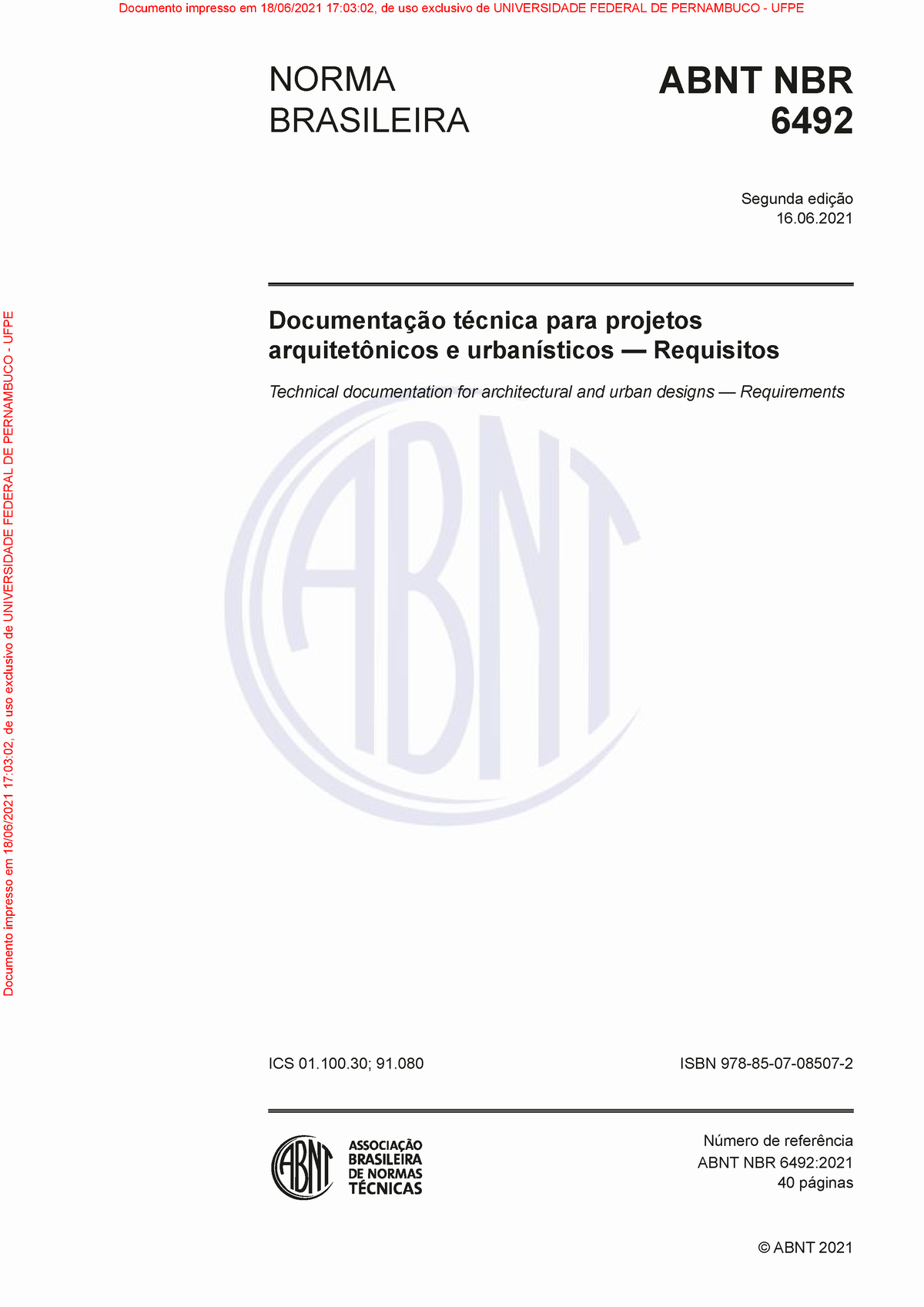 Nbr 6492 Representação De Projetos De Arquitetura 2021 Número De Referência 40 Páginas 3703