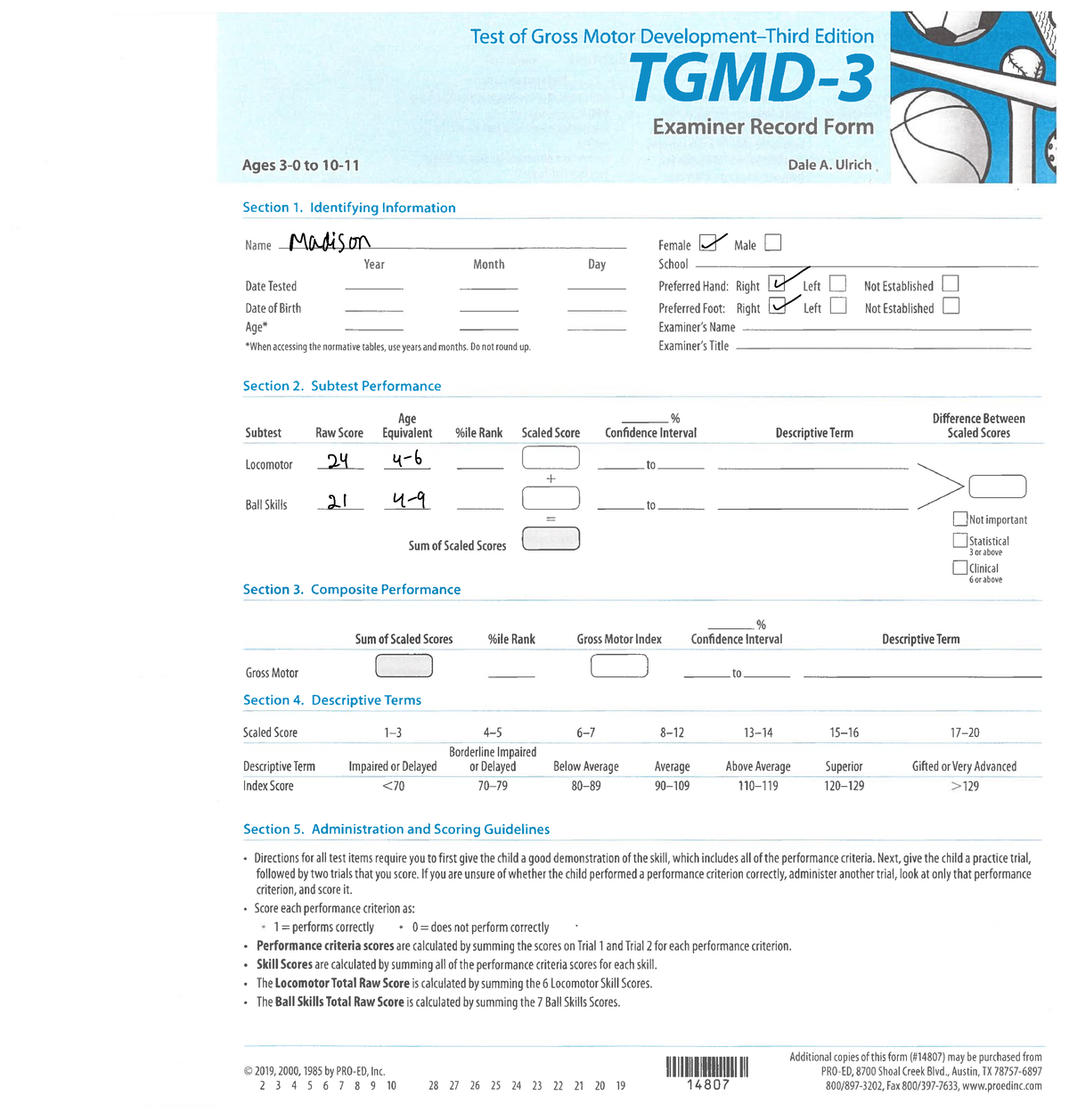 Tgmd3 score Sheet V IMPORTANT FOR LAB TGMD 3 WORK DONE Madison