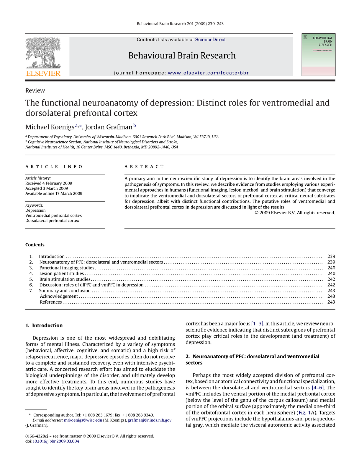 behavioural neurology research paper