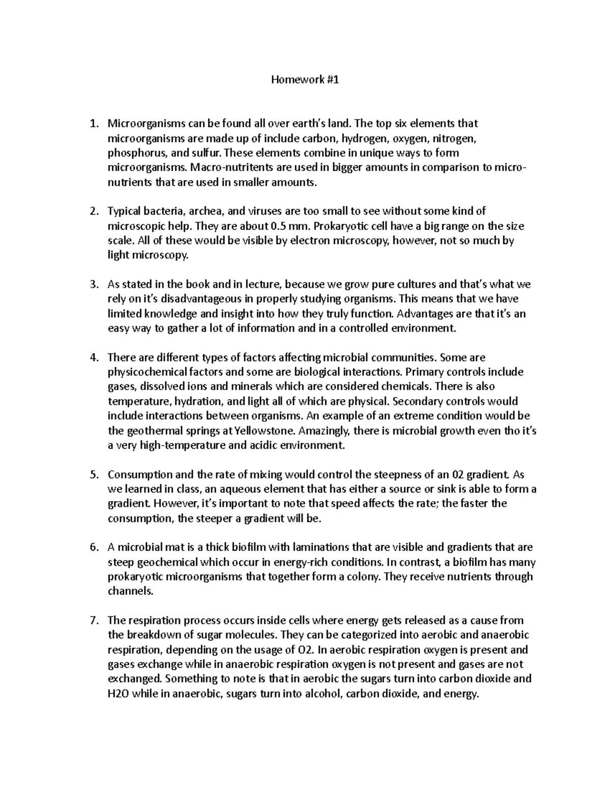 Homework 1 - Hw 1 - Homework # Microorganisms Can Be Found All Over ...