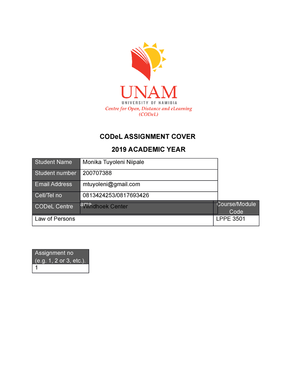 assignment eligibility code l