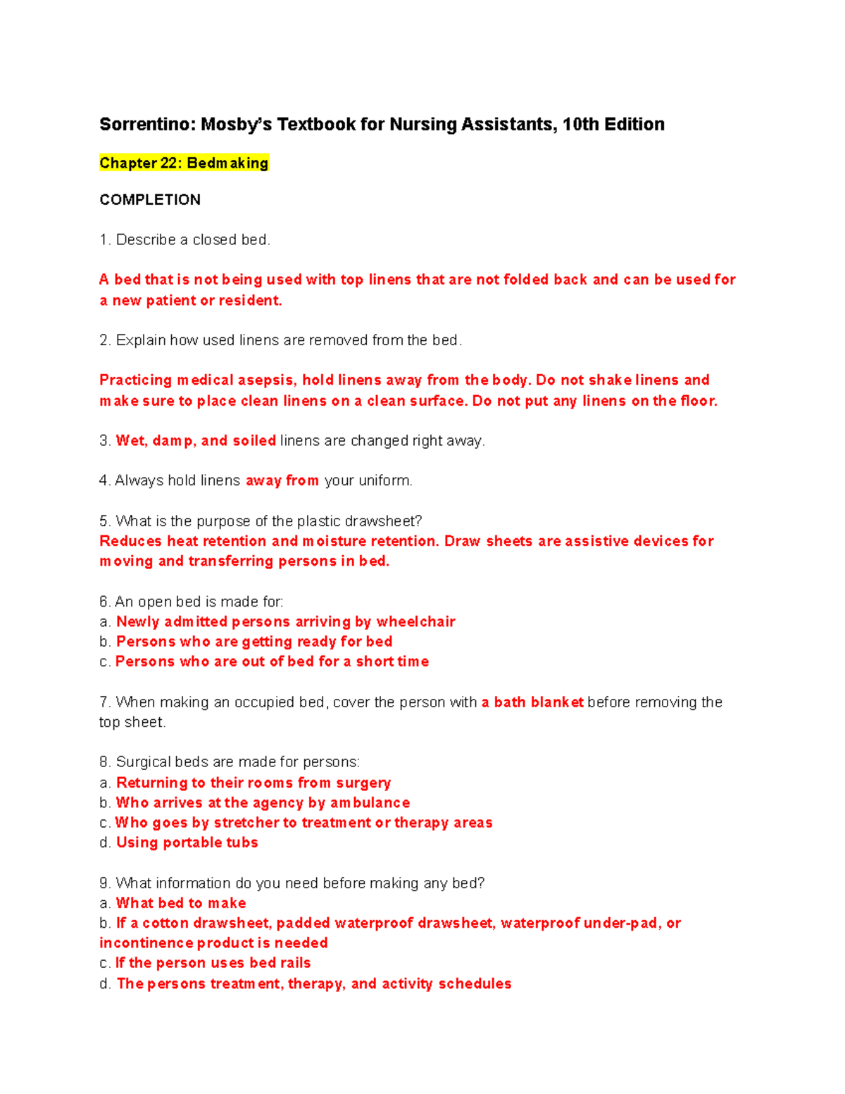 HW 2326, 33 Notes Sorrentino Mosby’s Textbook for Nursing