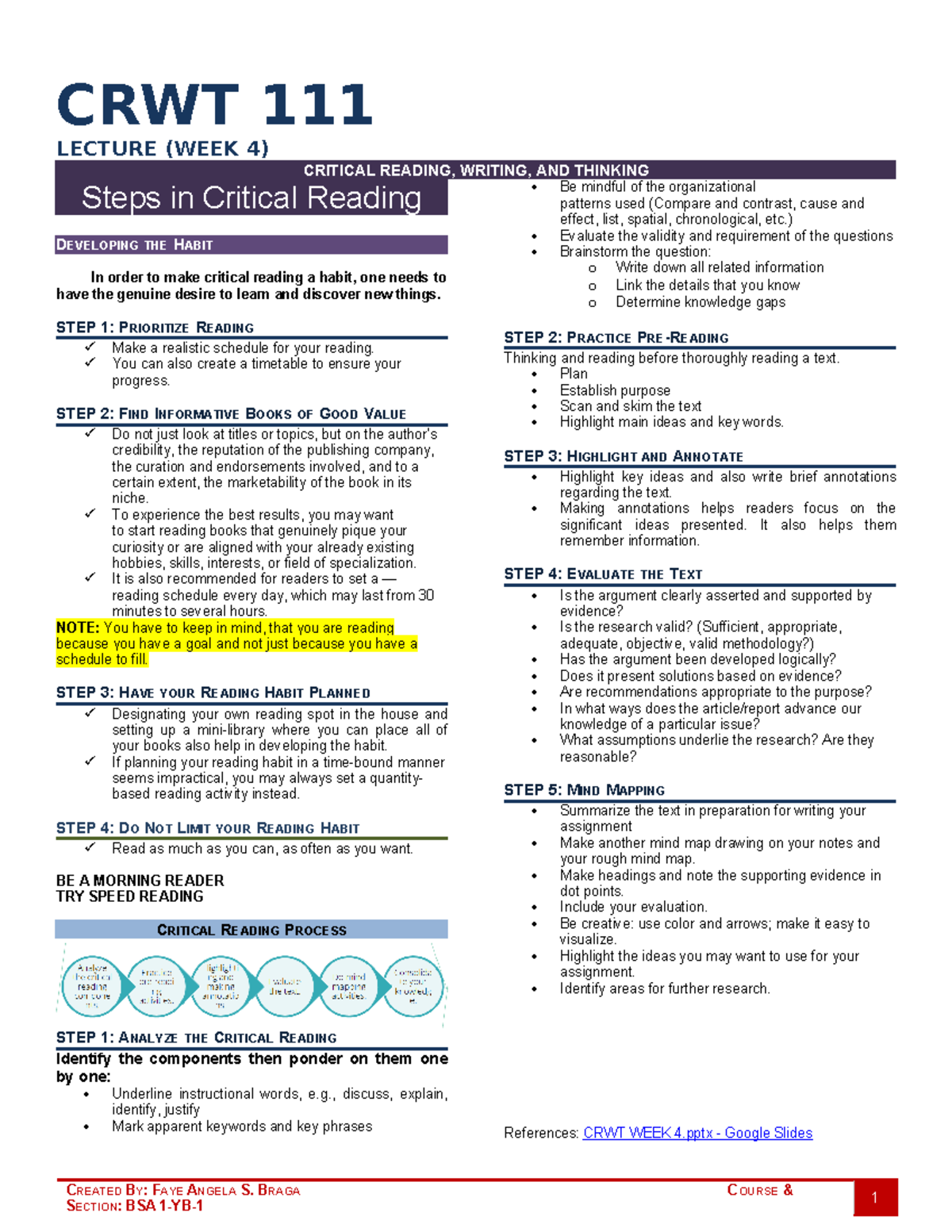 CRWT 111 WEEK 4 - Critical Reading, Writing, and Thinking - CRWT 111 ...