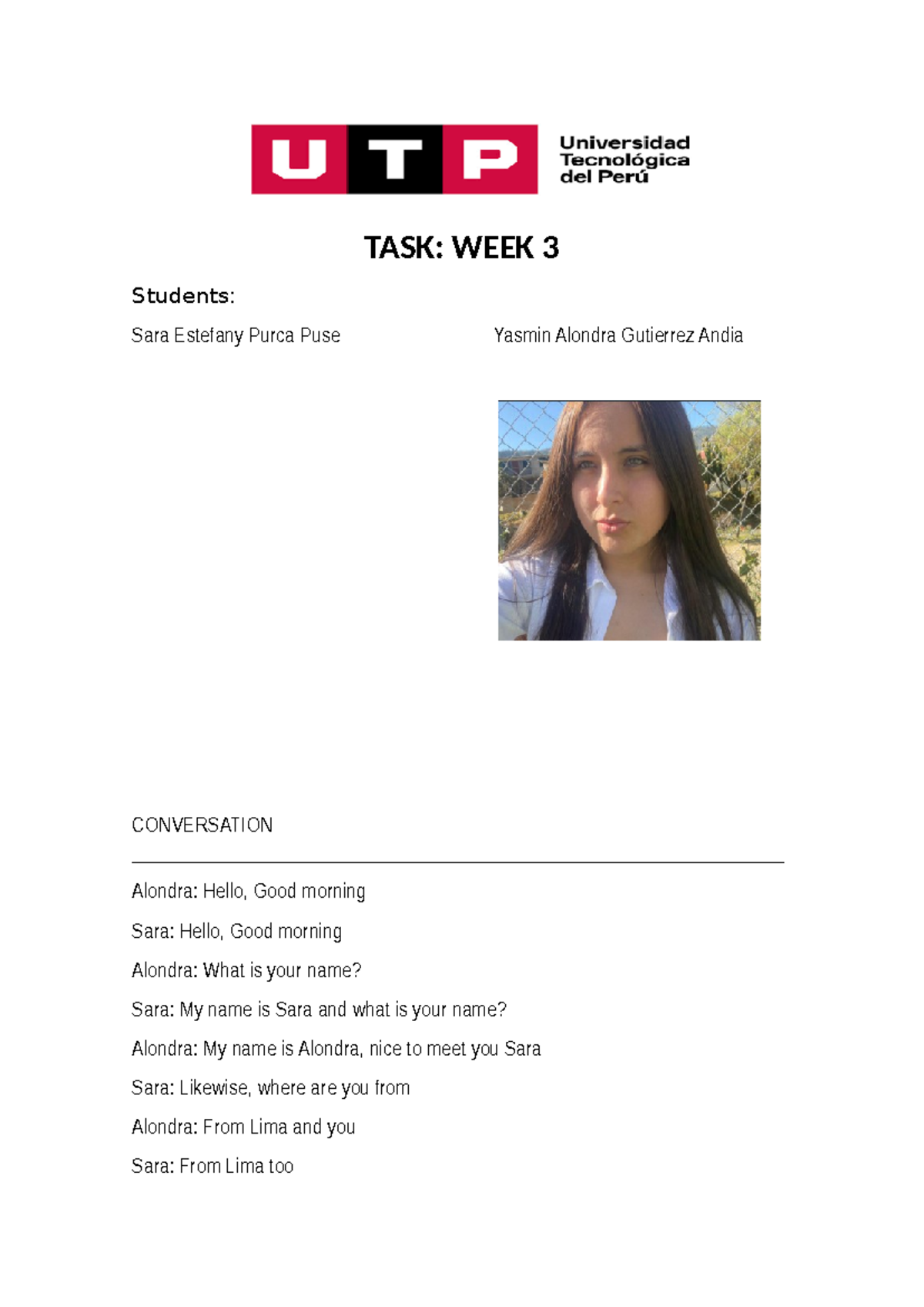 Task week semana 3 - ingles - ingles, tarea - TASK: WEEK 3 Students ...