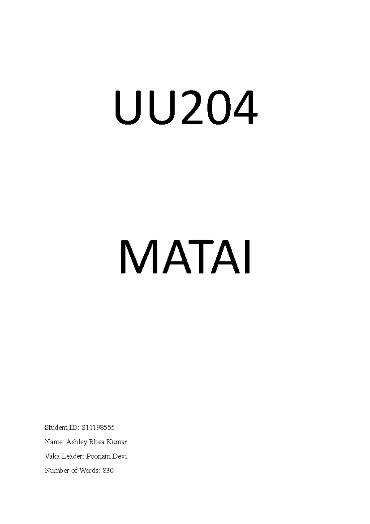 S11198555 uu204 - Erhkijgfr4uinvr6ijb - UU MATAI Student ID: S Name ...