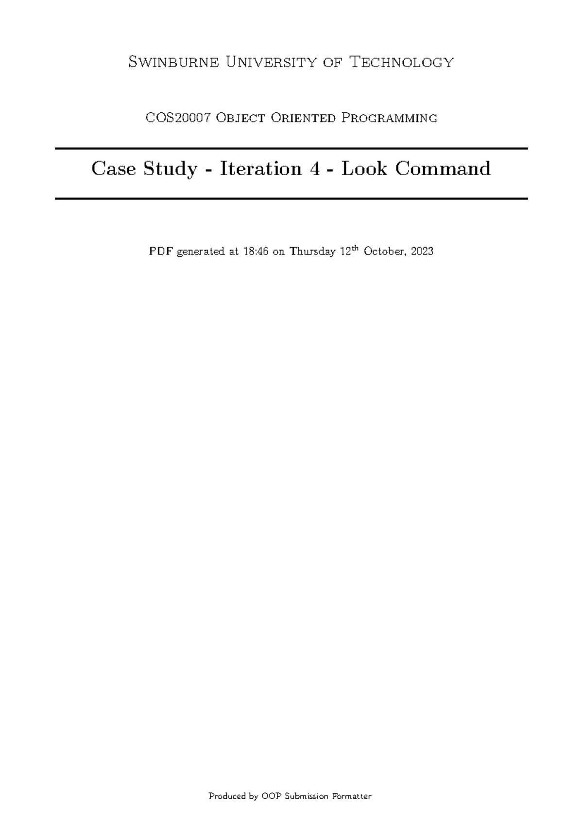 6.1P - Case Study - Iteration 4 - Look Command - submission - Swinburne ...