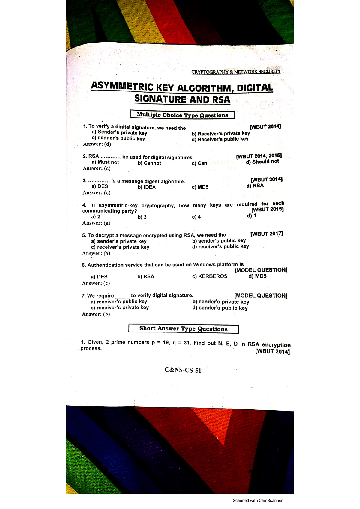 Cryptography Questions And Answers Part2 - Cryptography And Network ...