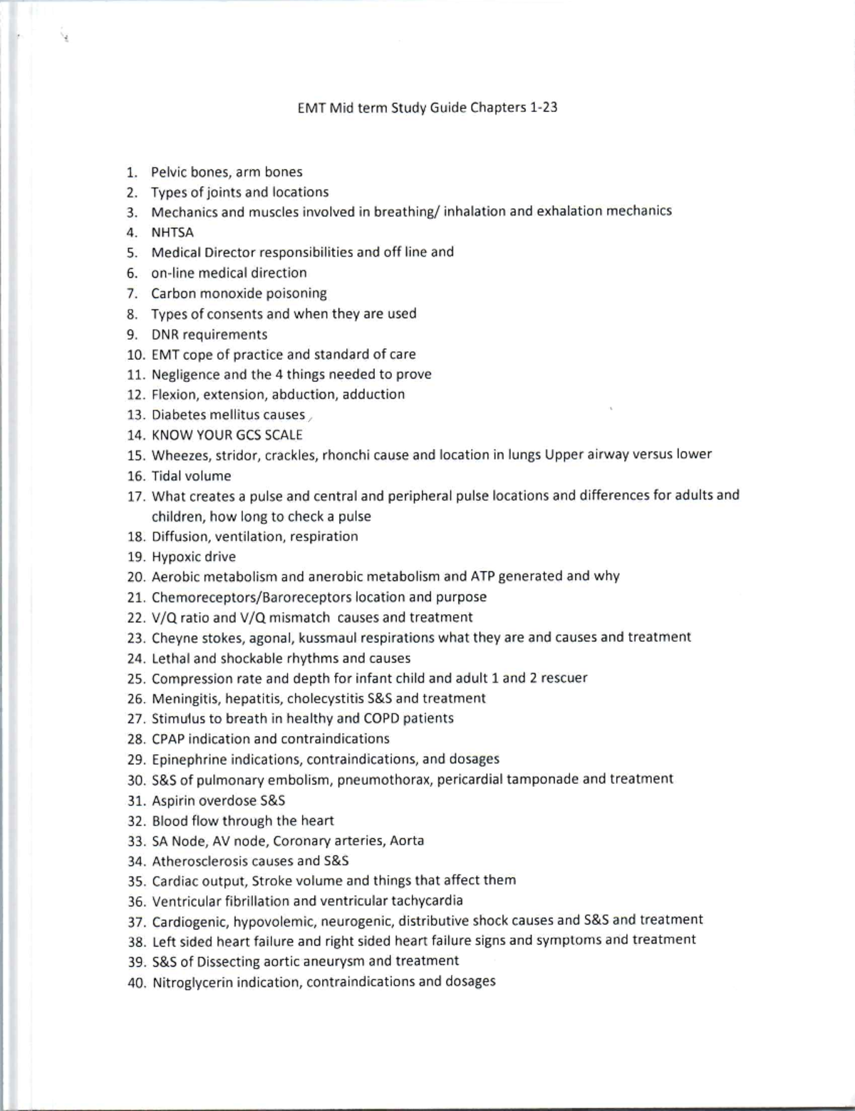 Emt midterm ch 123 study guide EMT 101 Studocu