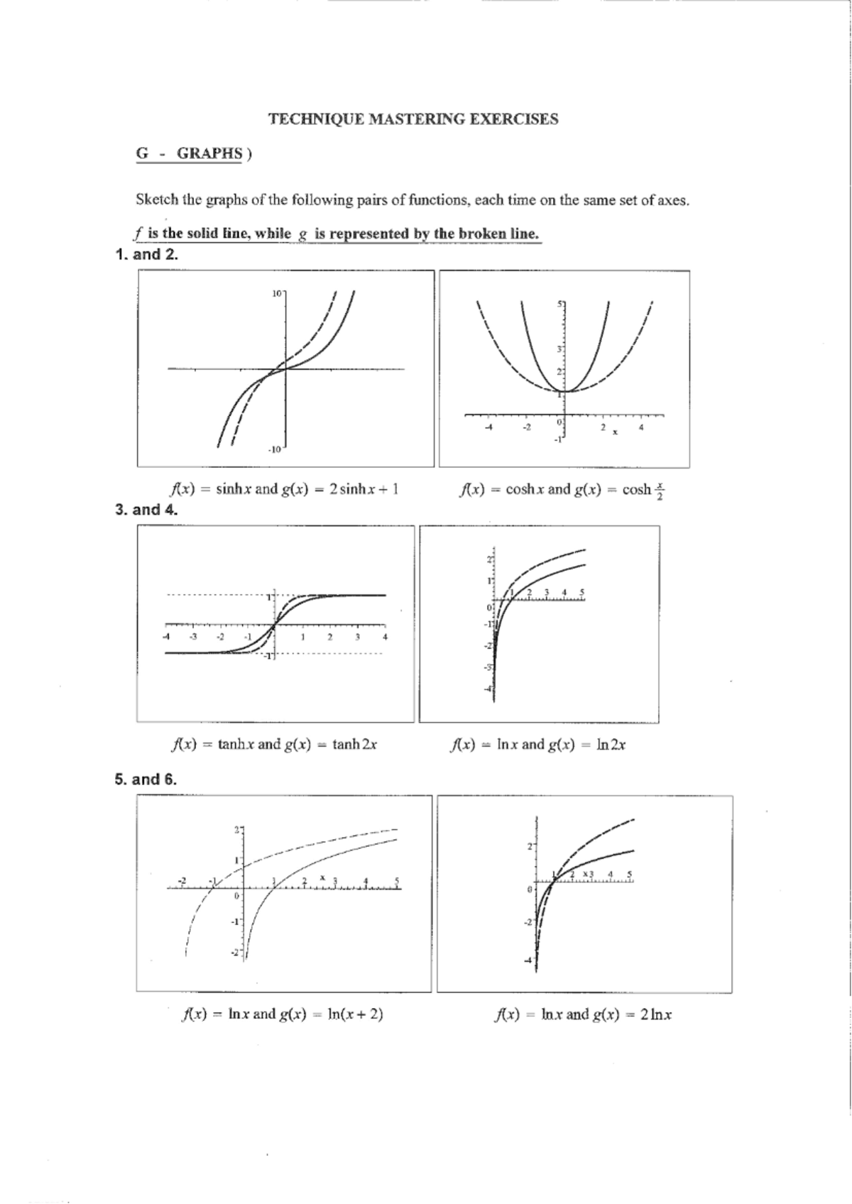 Section G - wtw - TECHNIQUE MASTERING EXERCISES G GRAPHS) Sketch the ...