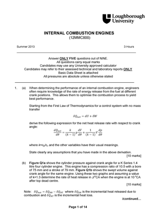 Internal Combustion Engines 2010-2011 BE Mechanical Engineering Semester 6  (TE Third Year) Old question paper with PDF download