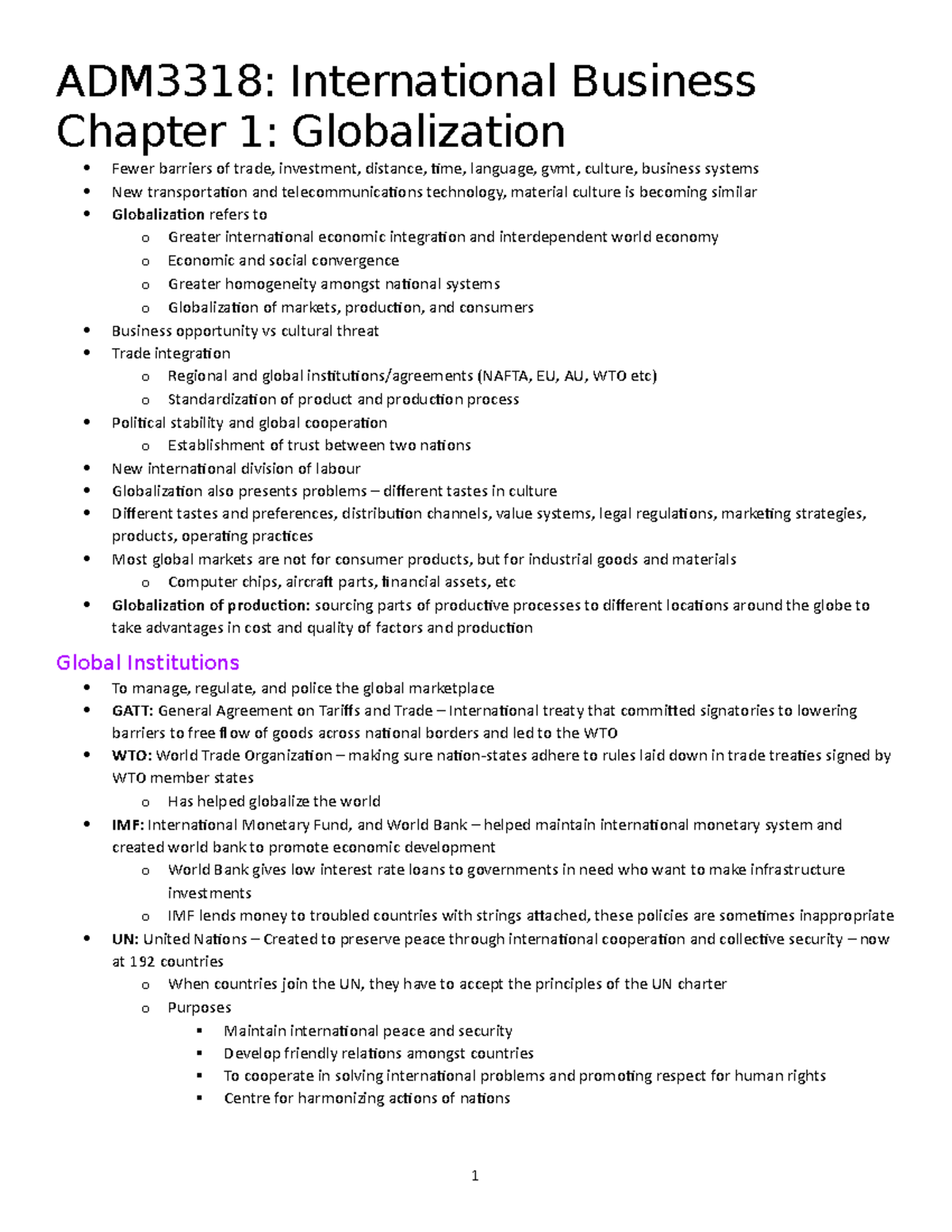 International business Notes - ADM3318: International Business Chapter ...