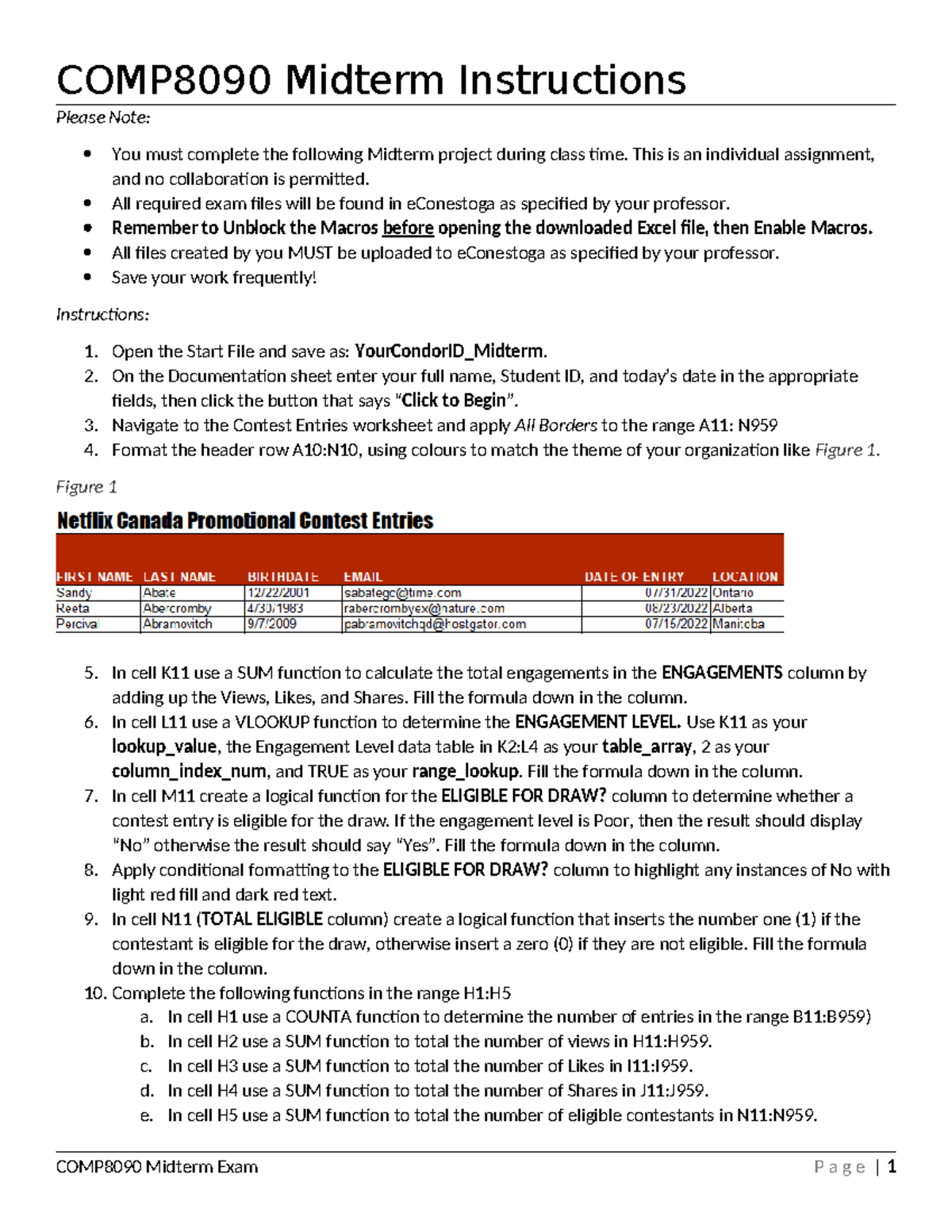 Midterm Instructions - COMP8090 Midterm Instructions Please Note: You ...