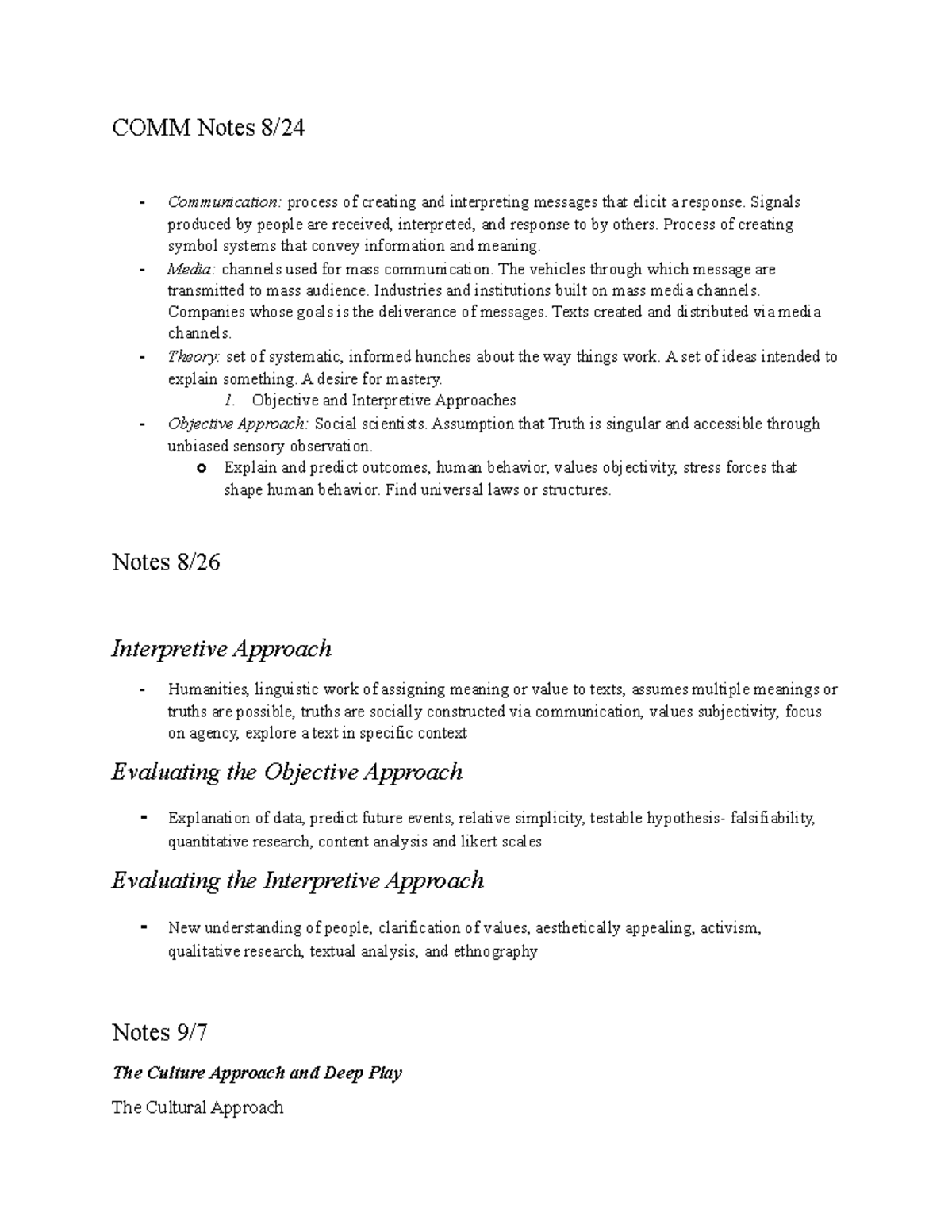 Commnotes 1 - Lecture Notes for Semester - COMM Notes 8 ...