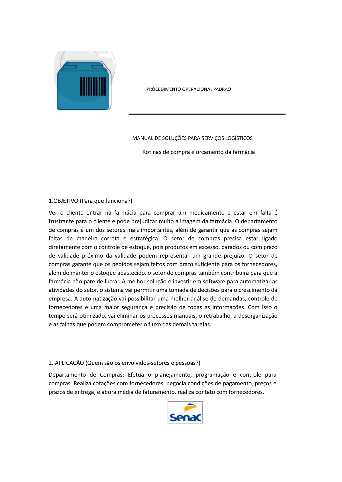 Atividade 2 UC12 - PROCEDIMENTO OPERACIONAL PADRÃO MANUAL DE SOLUÇÕES ...