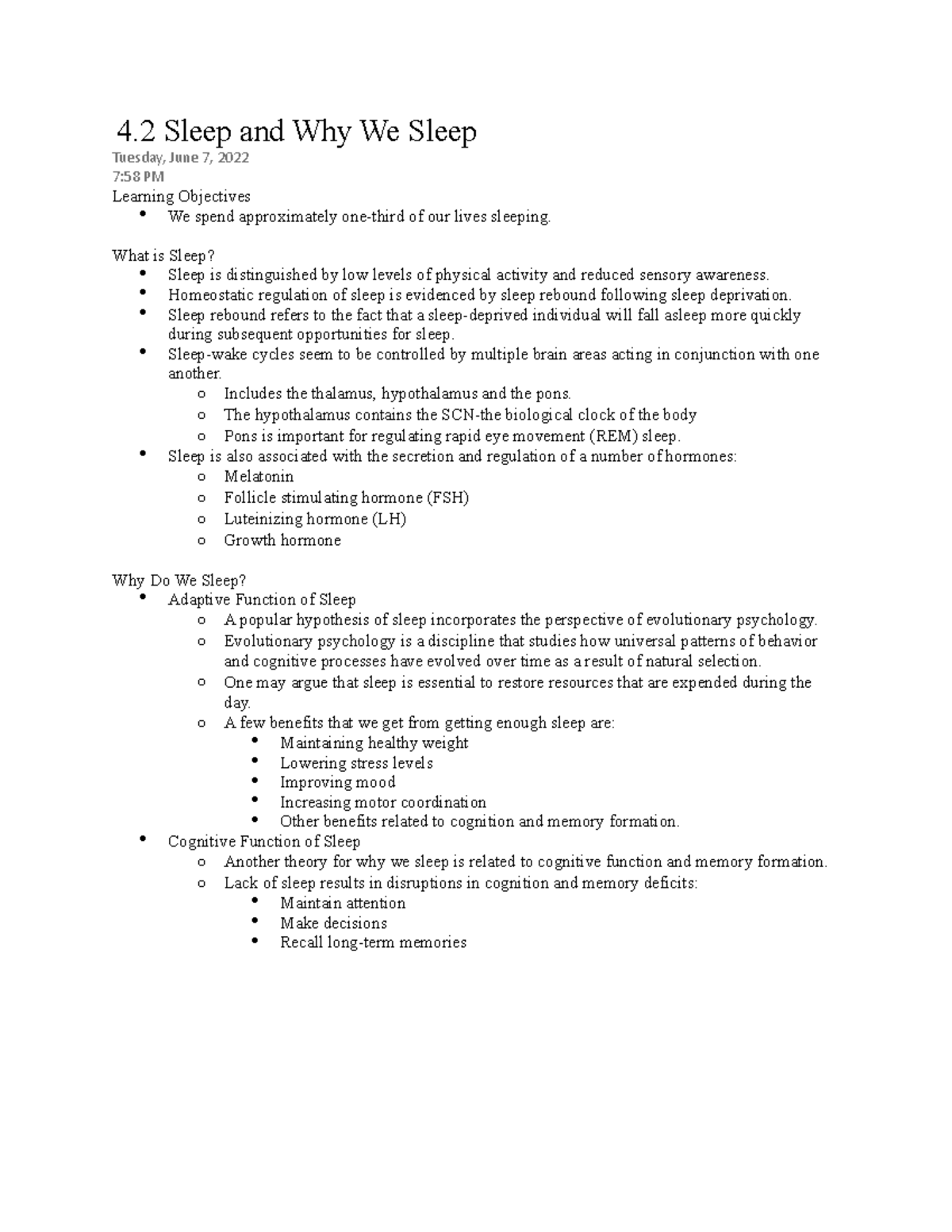 Sleep and Why We Sleep 4 Sleep and Why We Sleep Tuesday, June 7, 2022